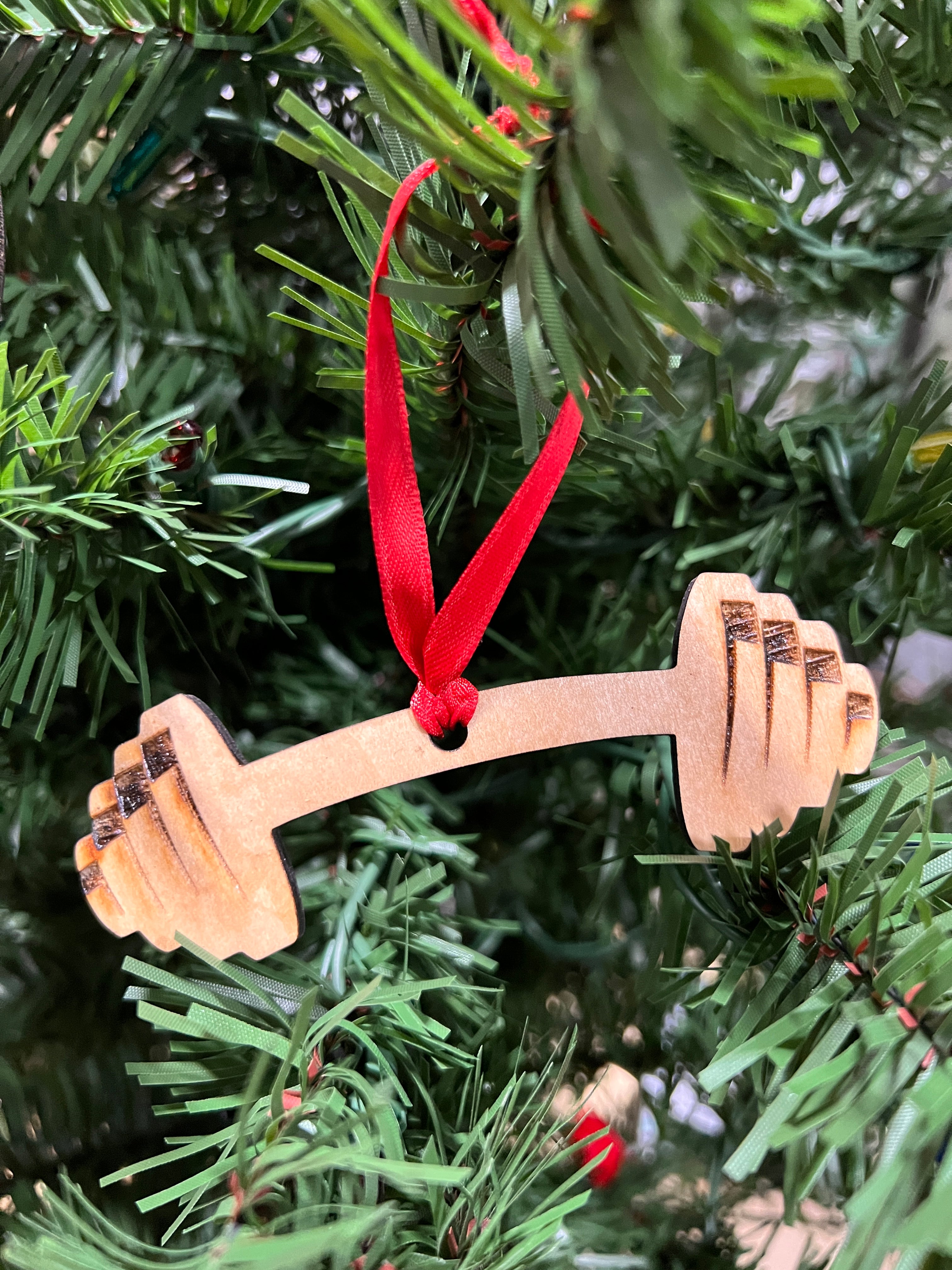 Micro Gainz Wooden Christmas Tree Ornaments 4 Pack