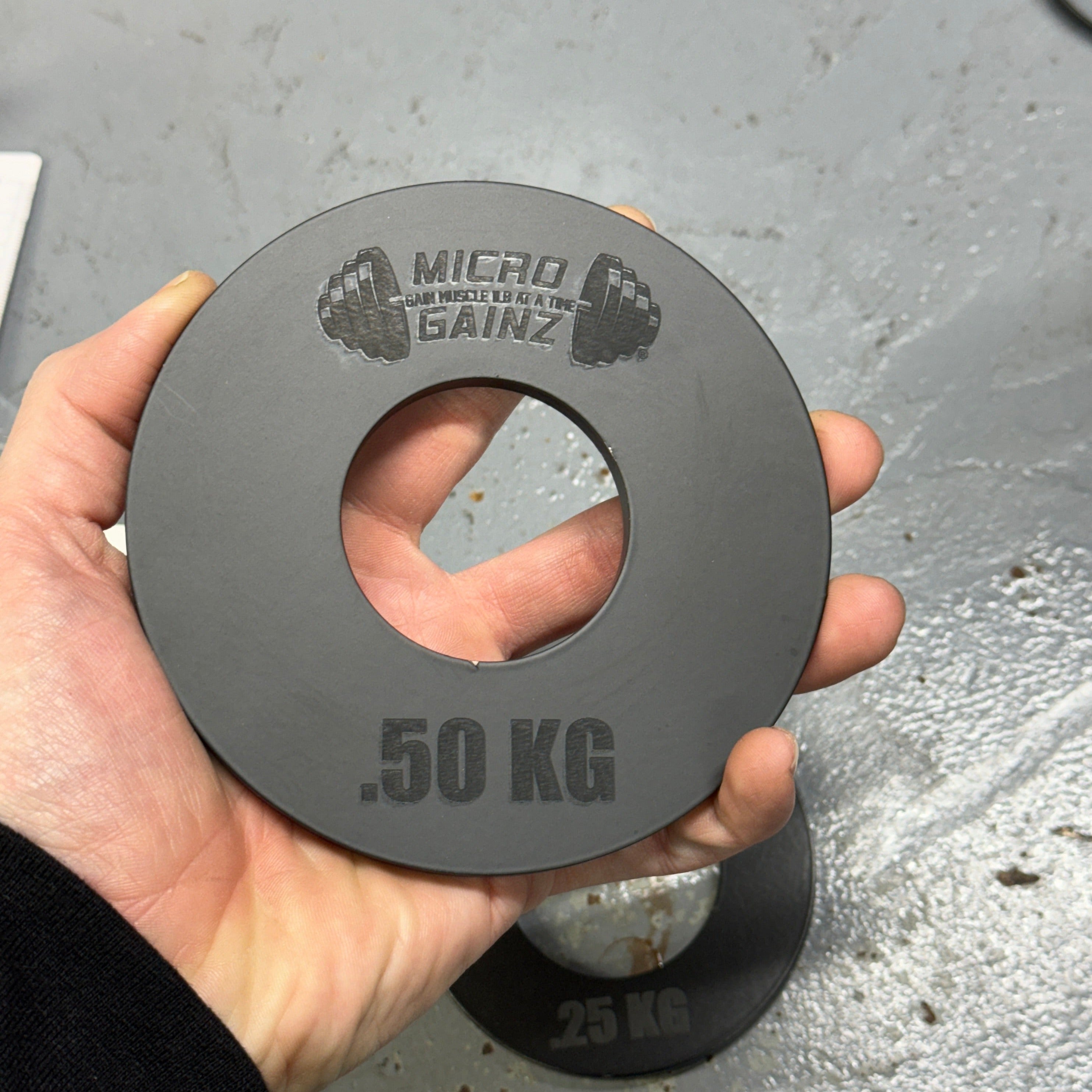 Micro Gainz Olympic Size Kilogram Fractional Weight Plates Set of 4 Steel Plates (2-.25KG and 2-.50KG)