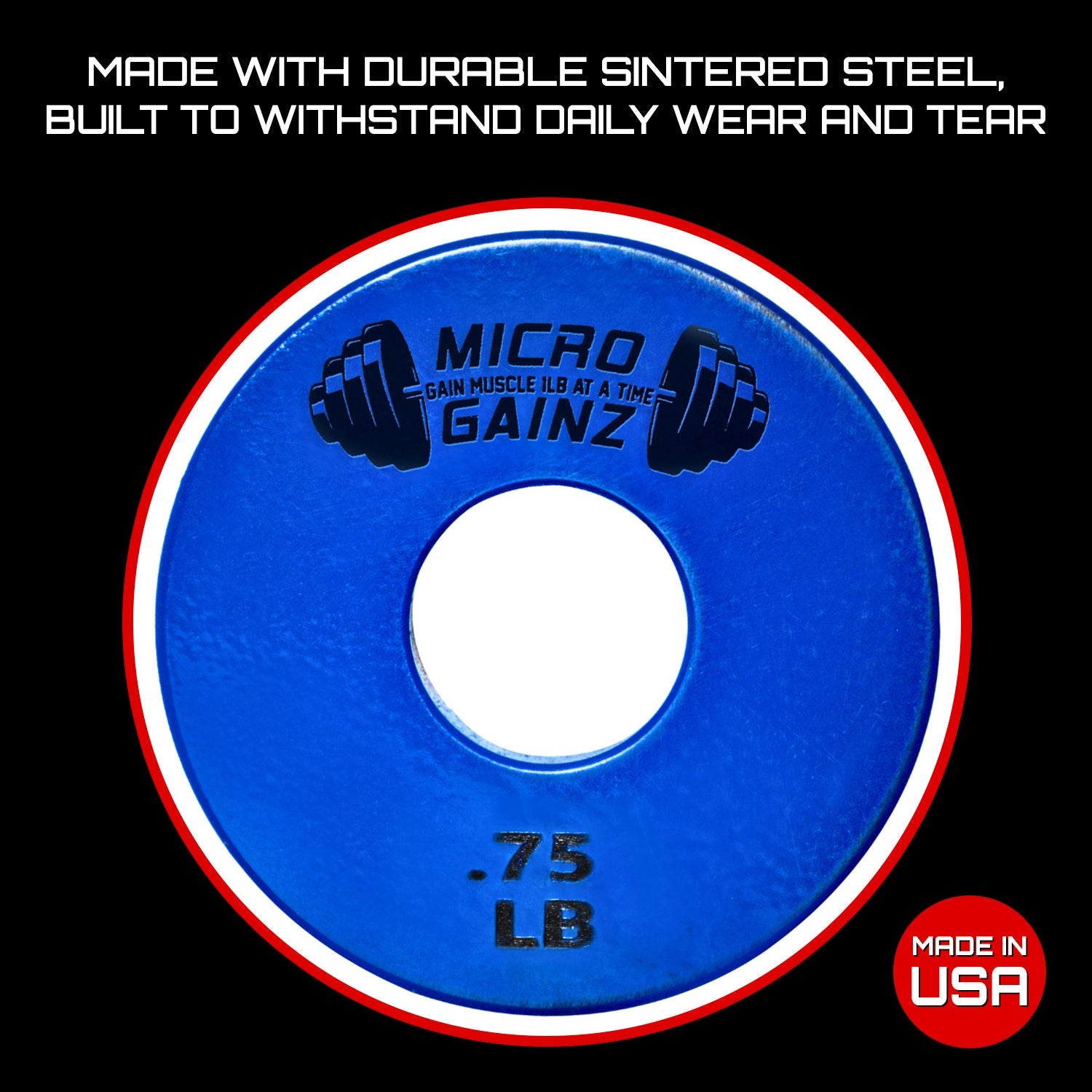 Micro Gainz Standard 1-Inch Center Hole Fractional Weight Plates Pair of Blue .75LB Plates (BLEMISHED SET)