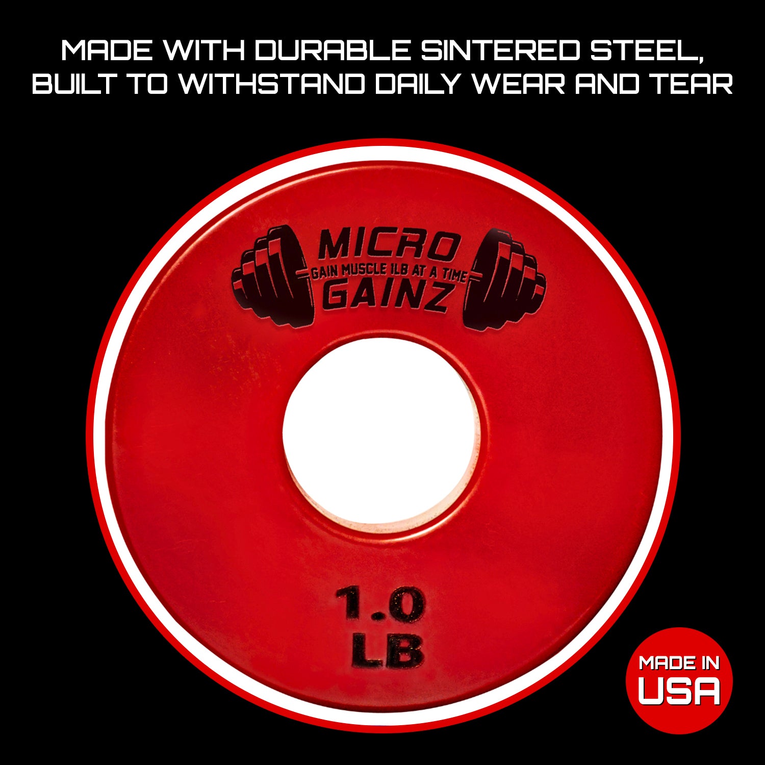 Micro Gainz Standard 1-Inch Center Hole Fractional Weight Plates Pair of Red 1LB Plates