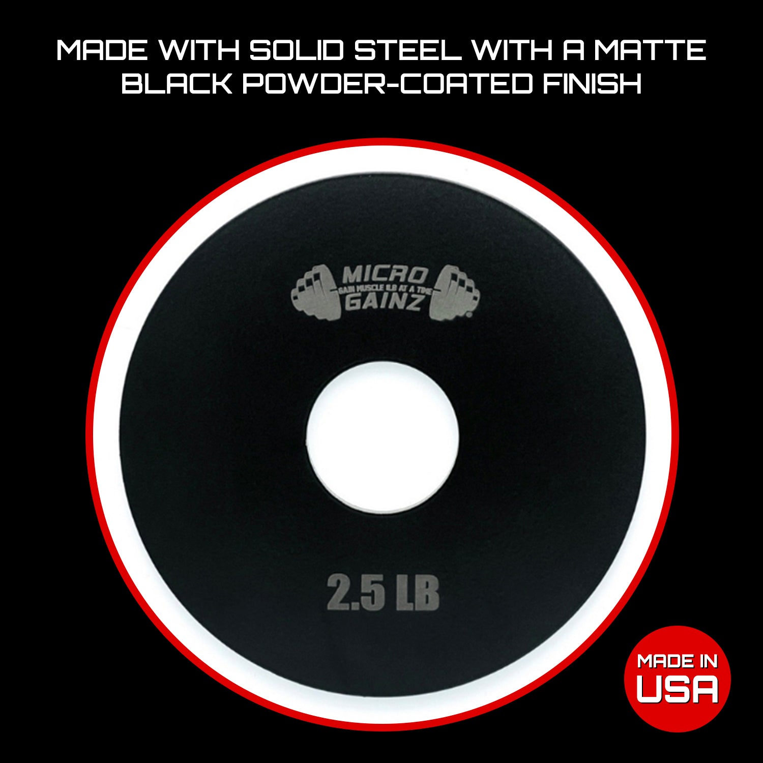 Micro Gainz Steel Olympic Weight Plates Pair of 2.5LB Plates