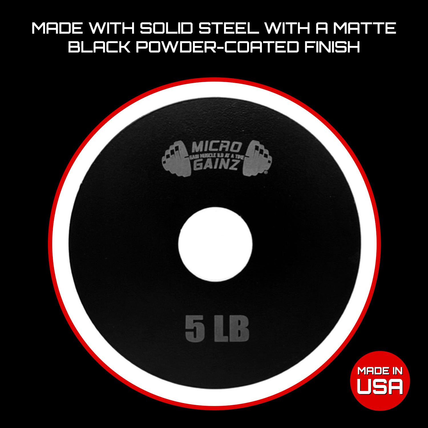 Micro Gainz Steel Olympic Weight Plates Pair of 5LB Plates