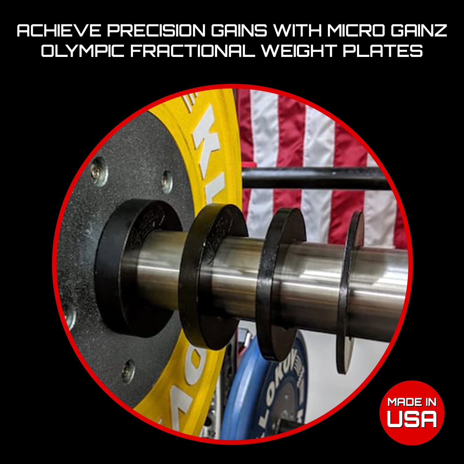 Micro Gainz Olympic Size Fractional Weight Plates Set of 8 Plates .25LB-1LB w/ Bag