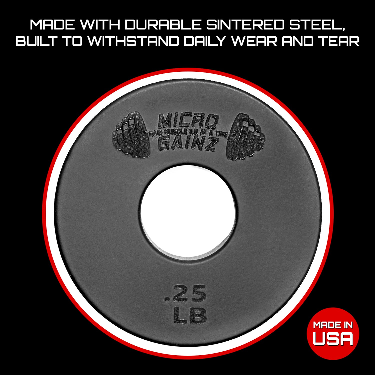 Micro Gainz Standard 1-Inch Center Hole Fractional Weight Plates Set of 10 Plates .25LB-1.25LB w/ Bag