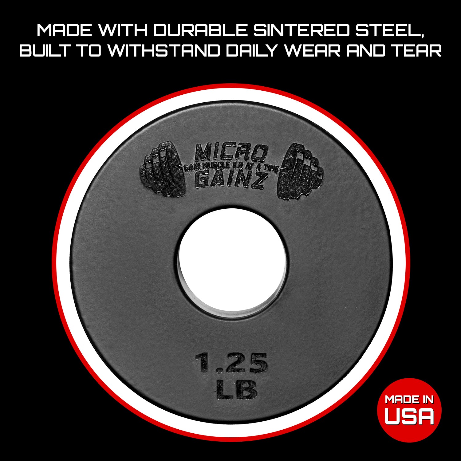 Micro Gainz Standard 1-Inch Center Hole Fractional Weight Plates Pair of 1.25LB Plates