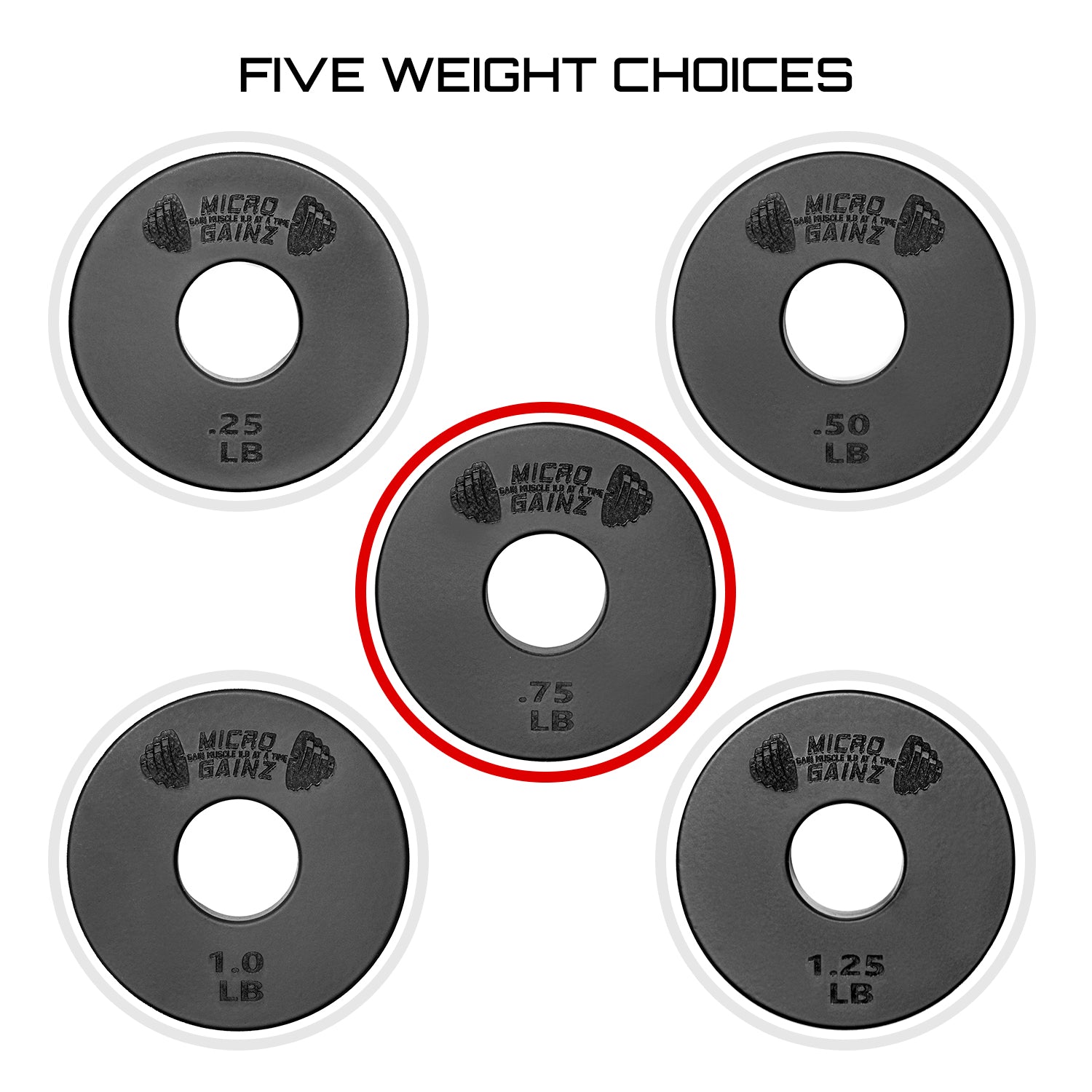 Micro Gainz Standard 1-Inch Center Hole Fractional Weight Plates Pair of .75LB Plates