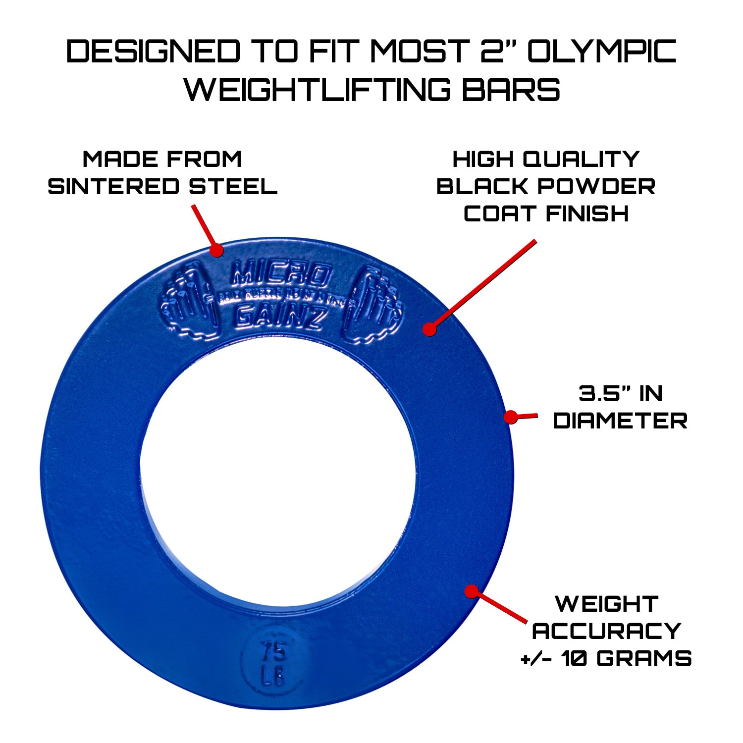 Micro Gainz Multi-Color Olympic Size Fractional Weight Plates Set of 10 Plates .25LB-1.25LB w/ Bag