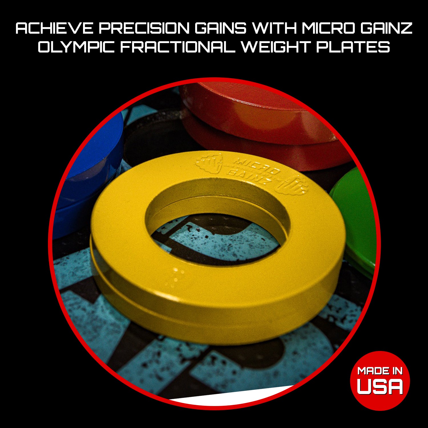 Micro Gainz Olympic Size Fractional Weight Plates Pair of Yellow .50LB Plates