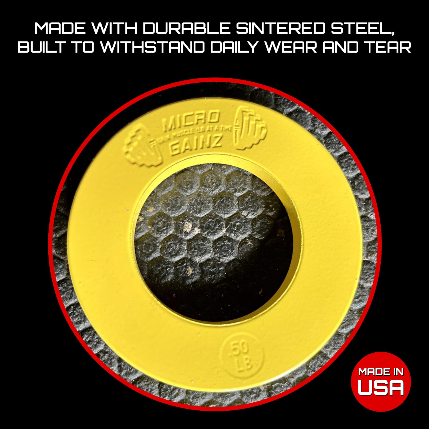 Micro Gainz Olympic Size Fractional Weight Plates Pair of Yellow .50LB Plates