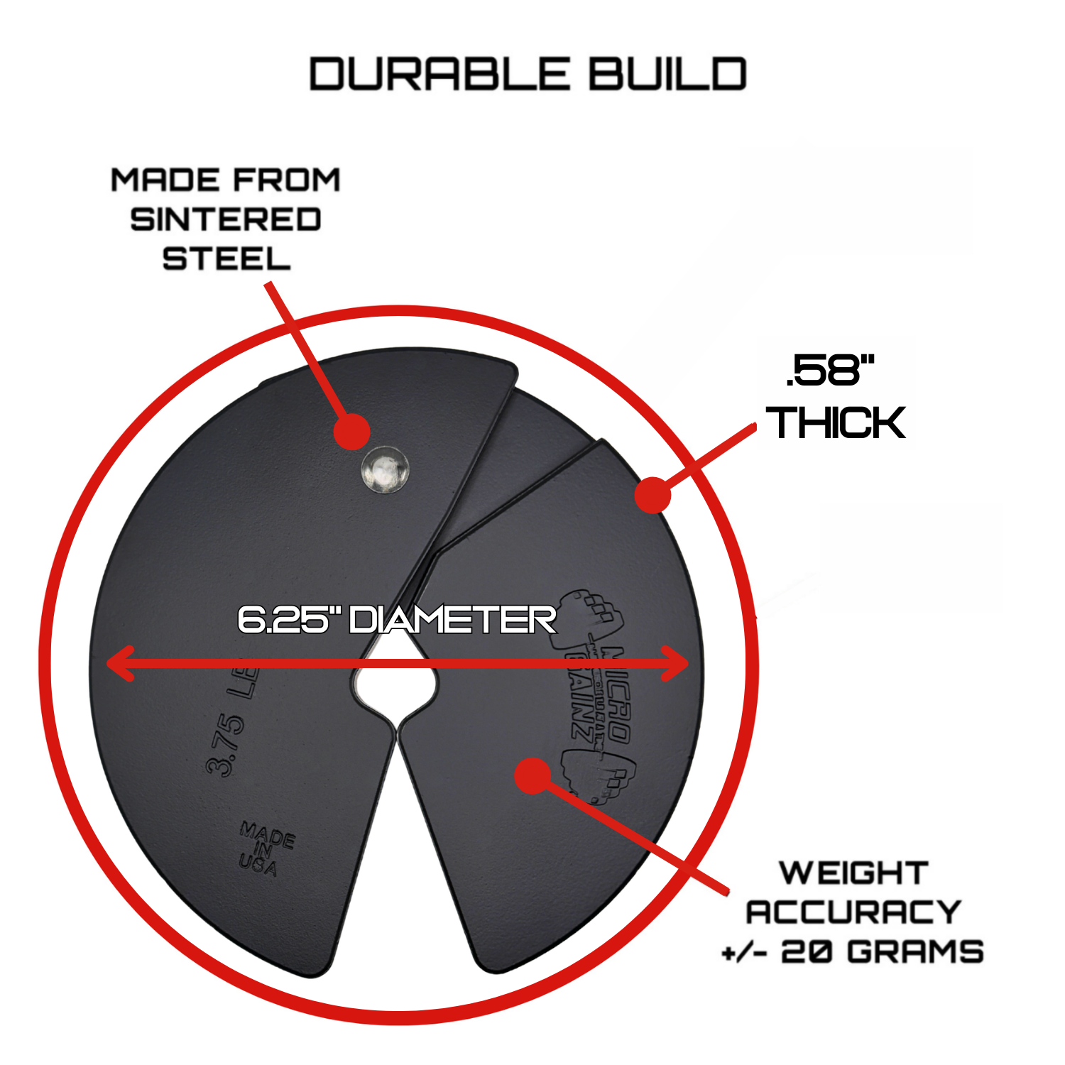 Micro Gainz Quad Pack of 1LB, 1.25LB, 2.5LB, & 3.75LB Dumbbell Fractional Weight Plates