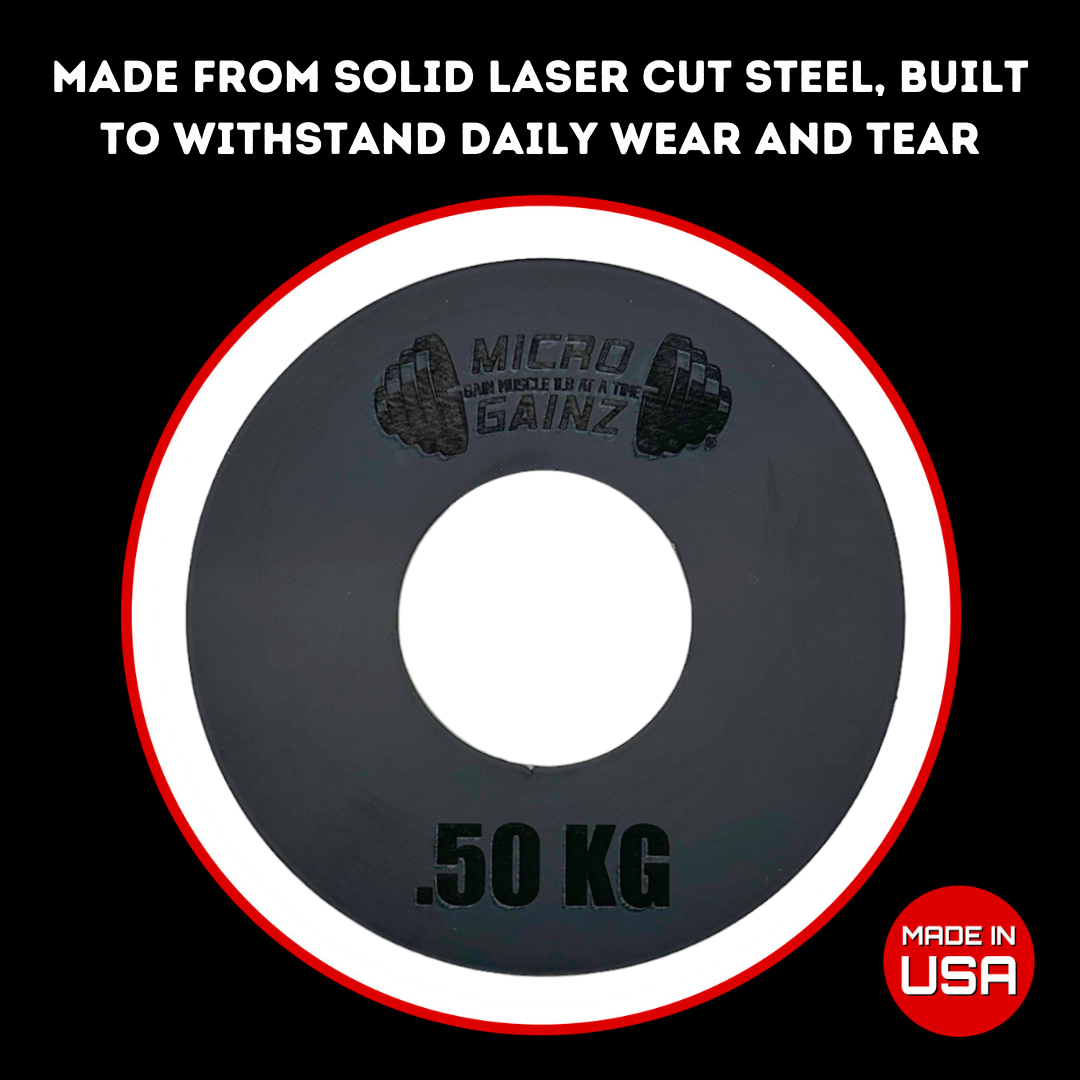 Micro Gainz Olympic Size Kilogram Fractional Steel Weight Plates .50KG Plates: Set of 2