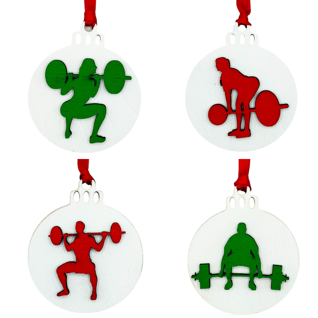 Male Weightlifter Christmas Ornament