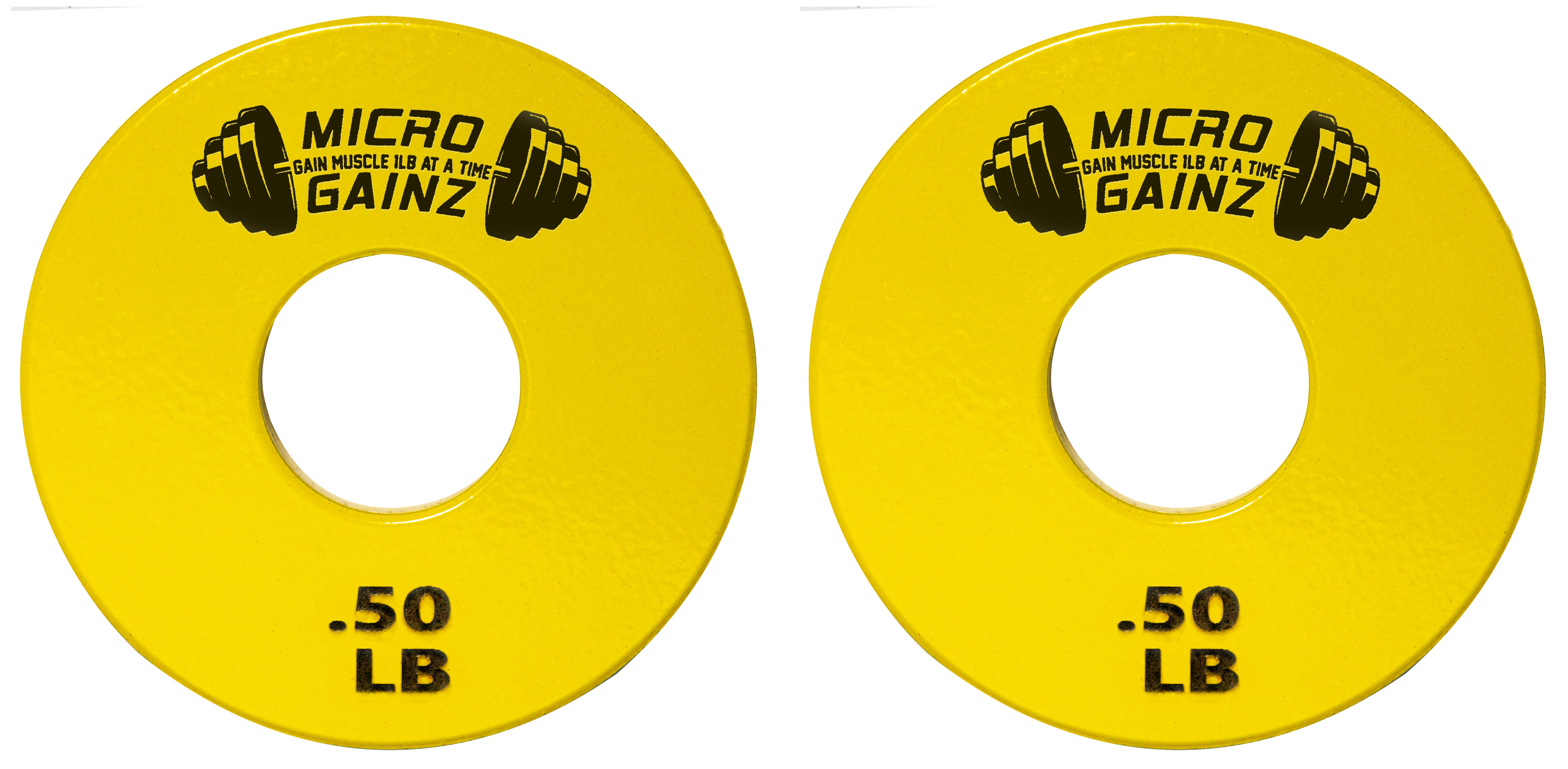 Micro Gainz Standard 1-Inch Center Hole Fractional Weight Plates Pair of Yellow .50LB Plates