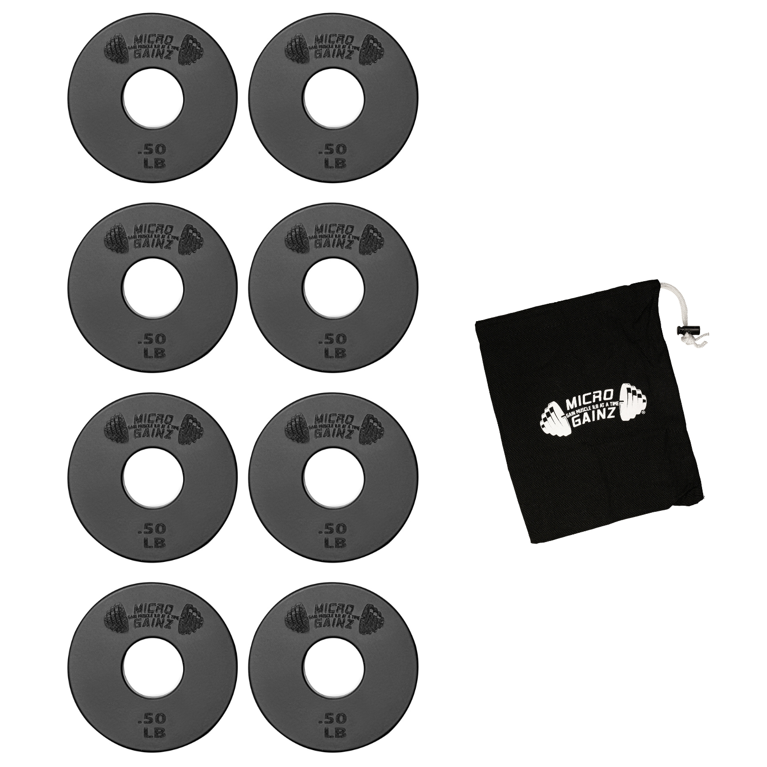 Micro Gainz Standard 1-Inch Center Hole Fractional Weight Plates Set of 8-.50LB Plates