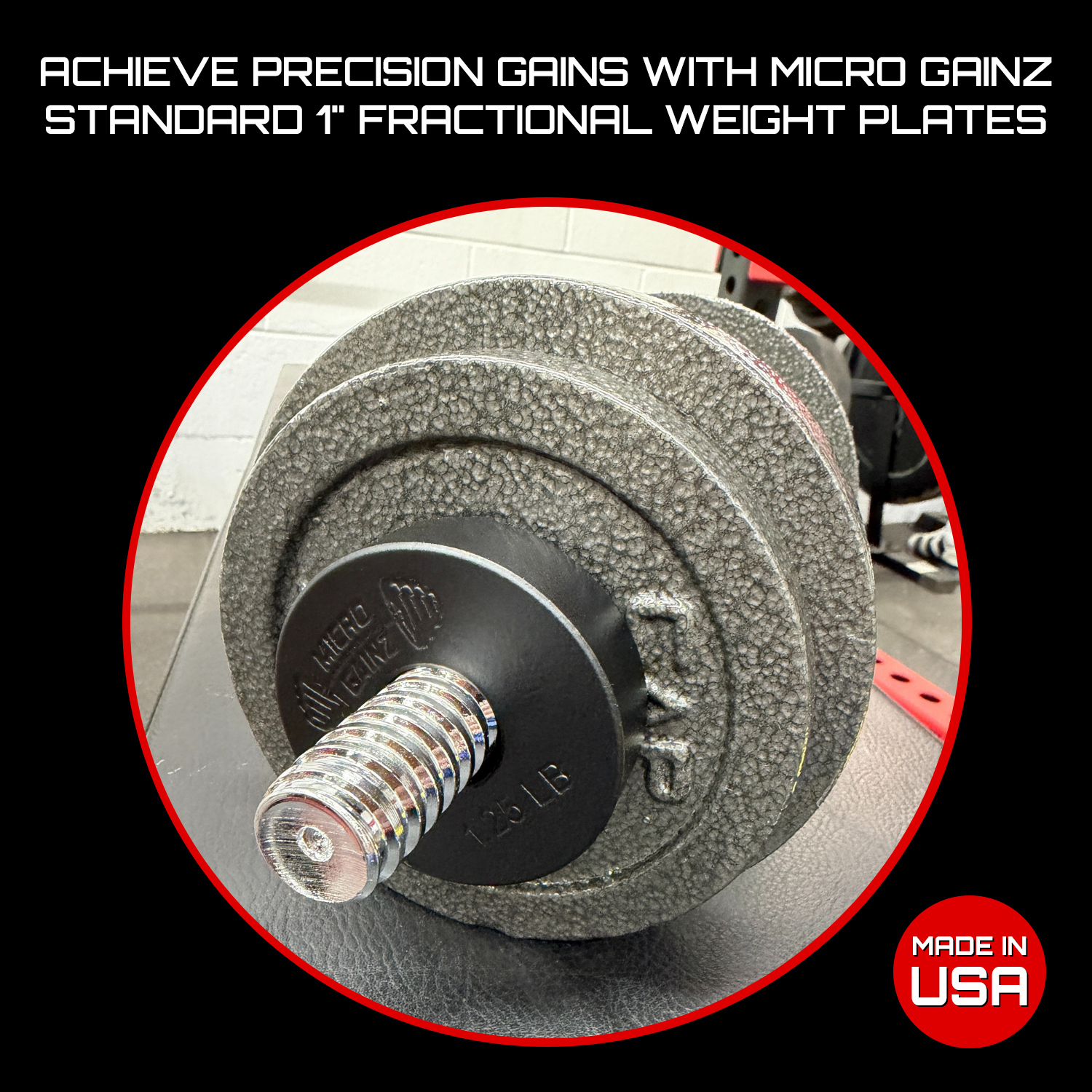 Micro Gainz Standard 1-Inch Center Hole Fractional Weight Plates Pair of 1.25LB Plates