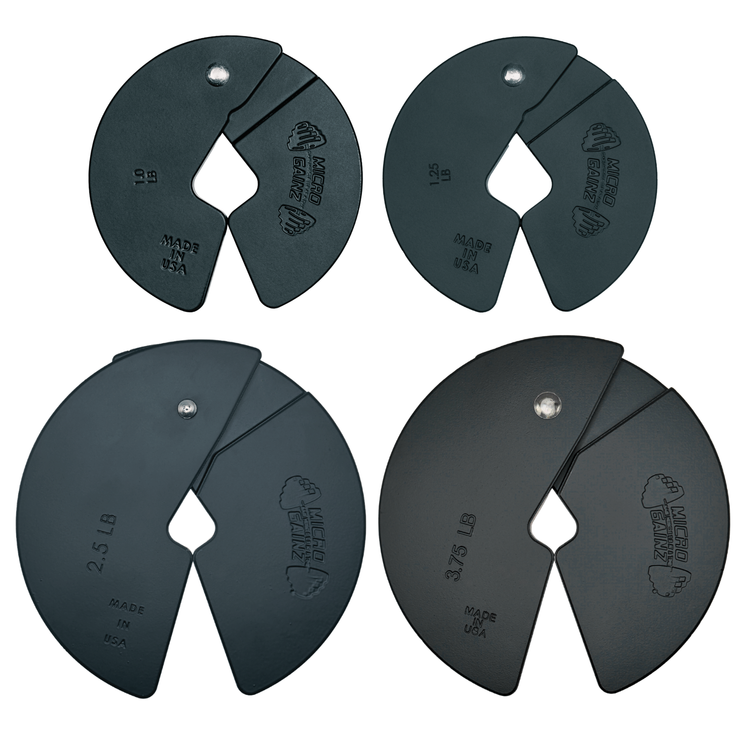 Micro Gainz Quad Pack of 1LB, 1.25LB, 2.5LB, & 3.75LB Dumbbell Fractional Weight Plates