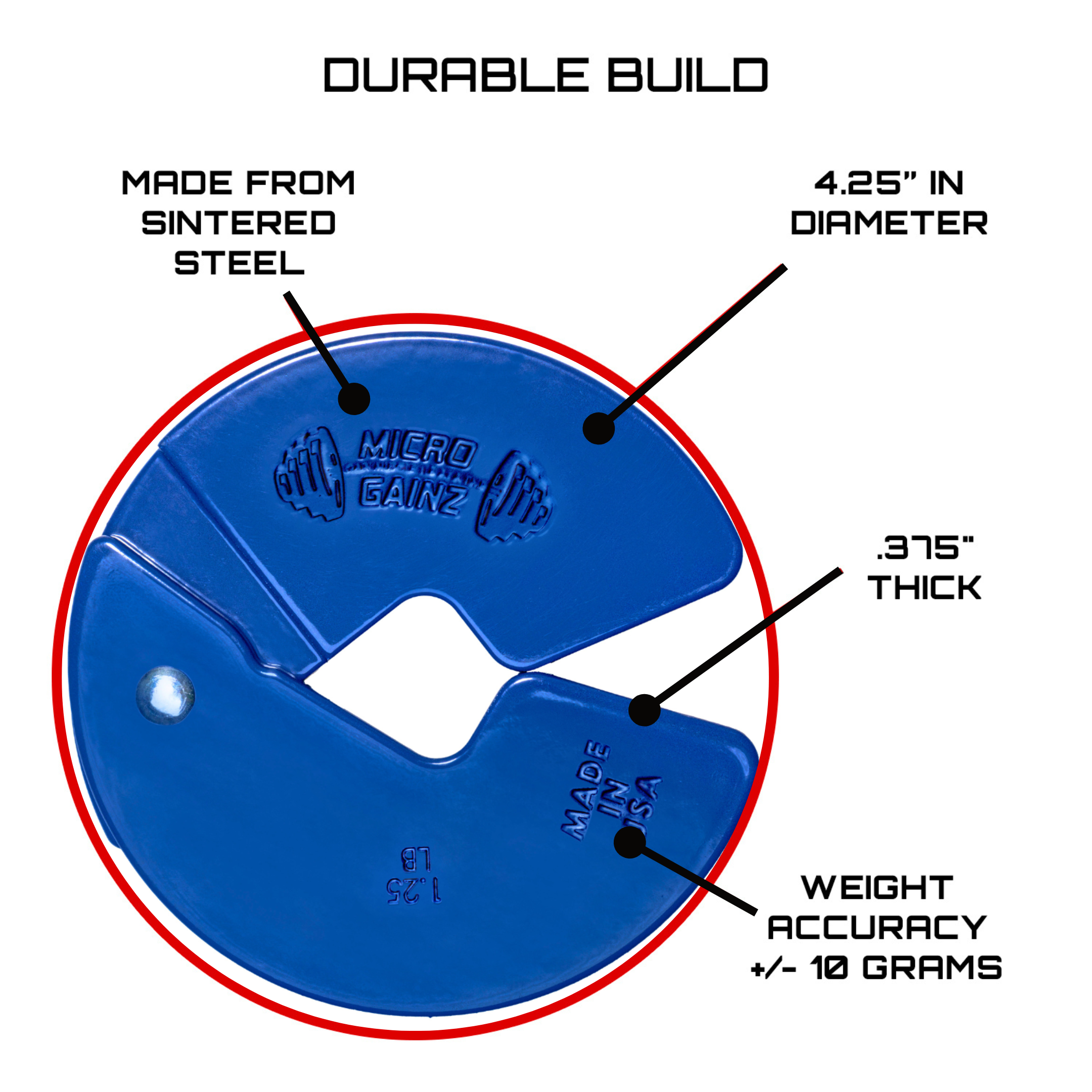 Micro Gainz Blue 1.25LB Dumbbell Fractional Weight Plates