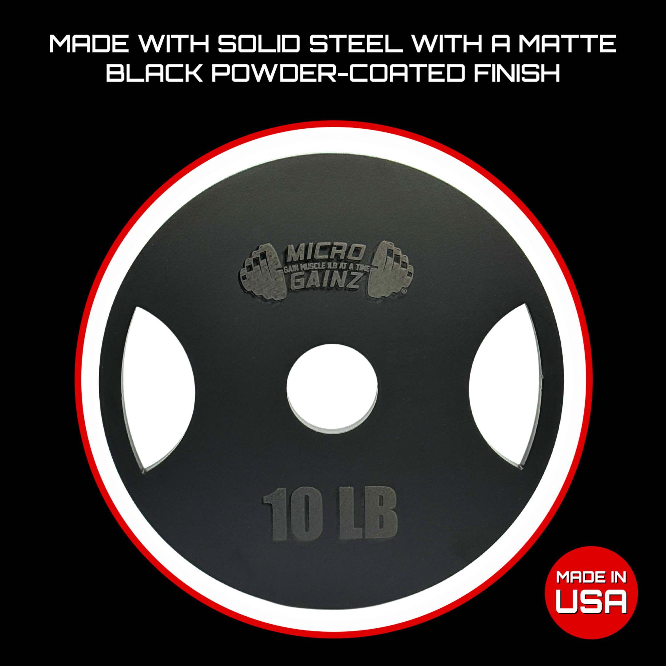 Micro Gainz Steel Olympic Weight Plates Pair of 10LB Plates