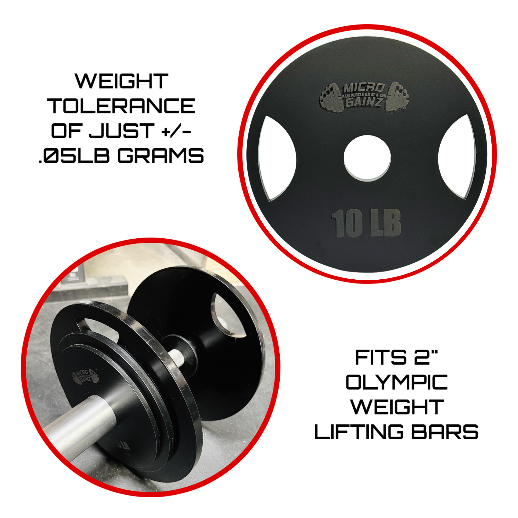 Micro Gainz Steel Olympic Weight Plates Pair of 10LB Plates