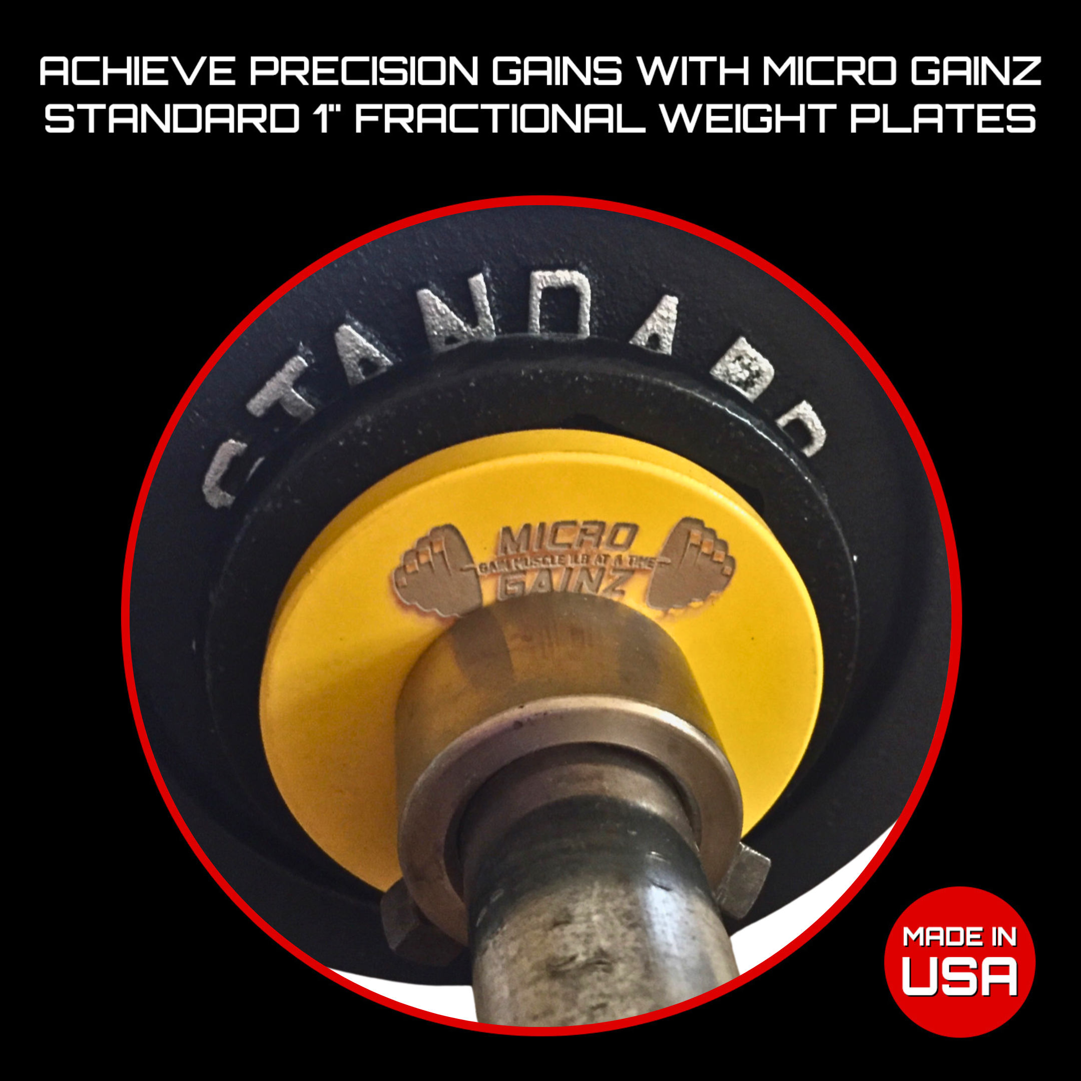 Micro Gainz Standard 1-Inch Center Hole Fractional Weight Plates Pair of Yellow .50LB Plates