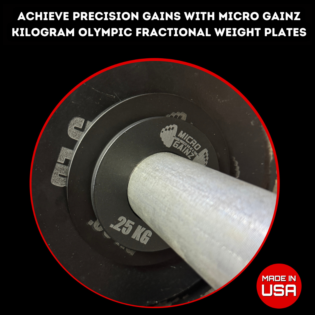 Micro Gainz Olympic Size Kilogram Fractional Weight Plates Set of 4 Steel Plates (2-.25KG and 2-.50KG)