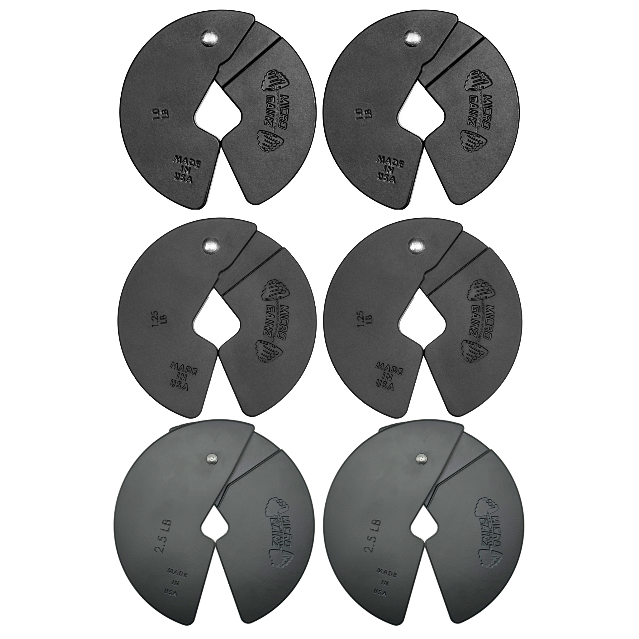 Micro Gainz Triple Pack of 1LB, 1.25LB, & 2.5LB Dumbbell Fractional Weight Plates