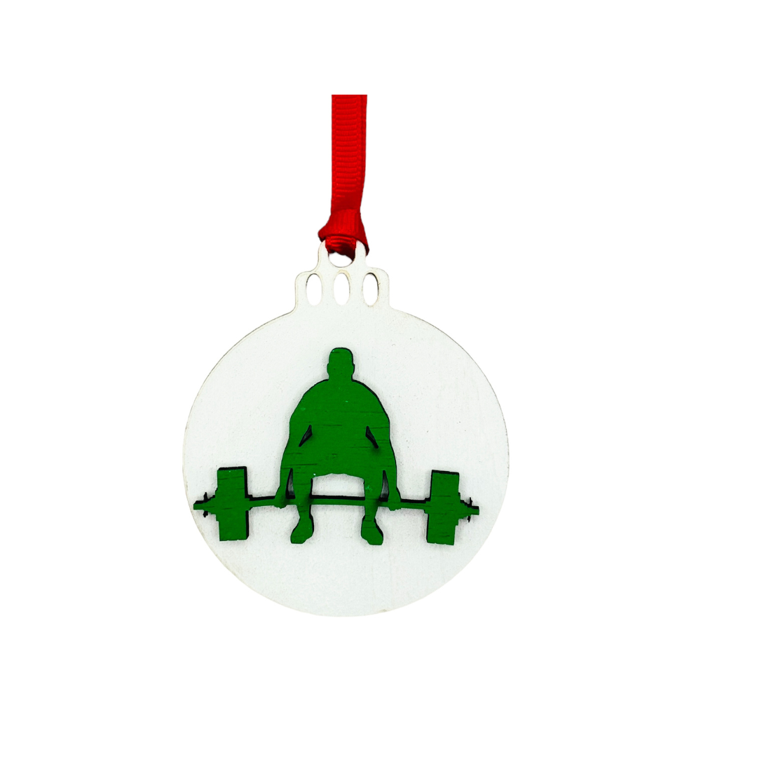 Micro Gainz Wooden Male & Female Weightlifting Christmas Tree Ornaments 4 Packs