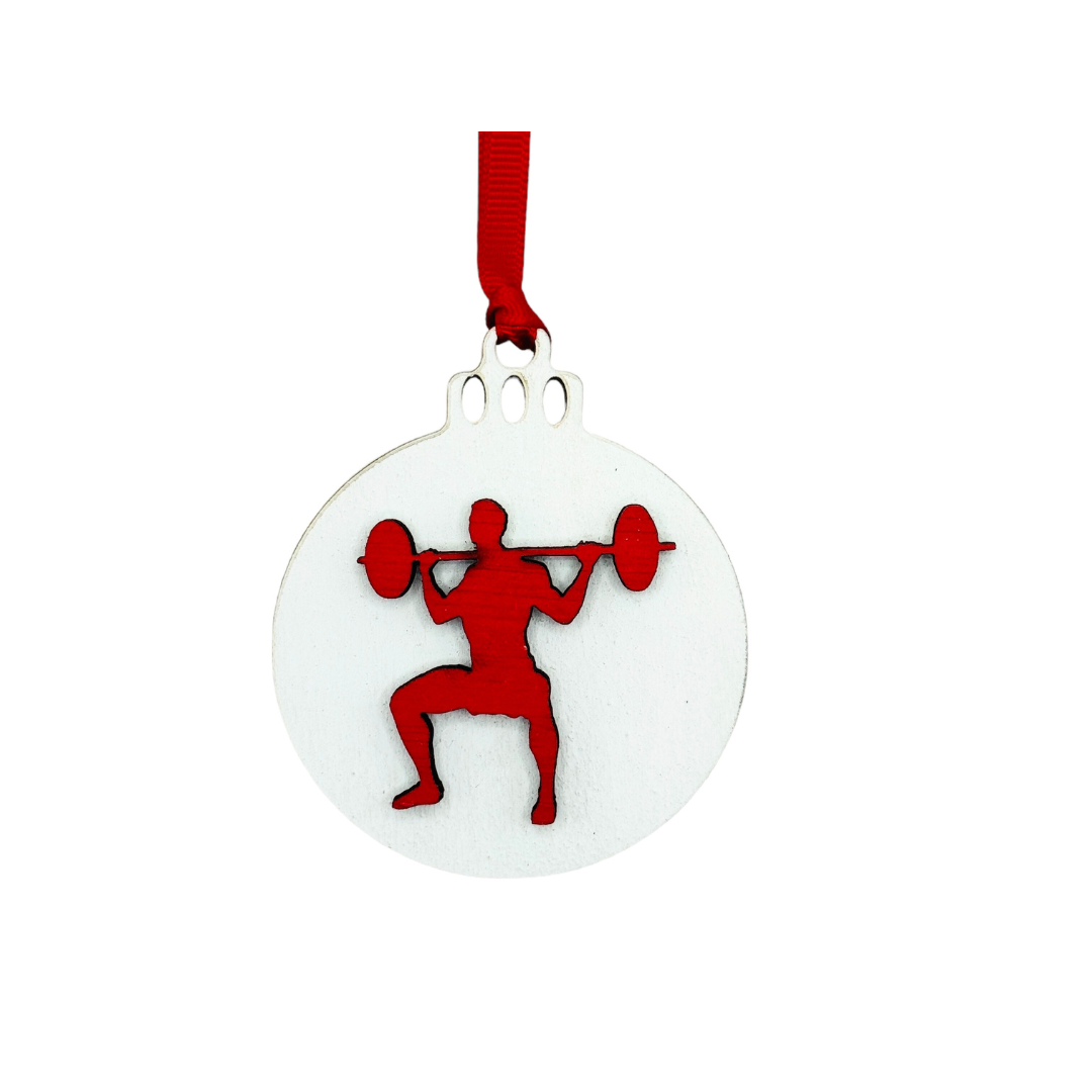 Micro Gainz Wooden Male Weightlifting Christmas Tree Ornaments 4 Pack