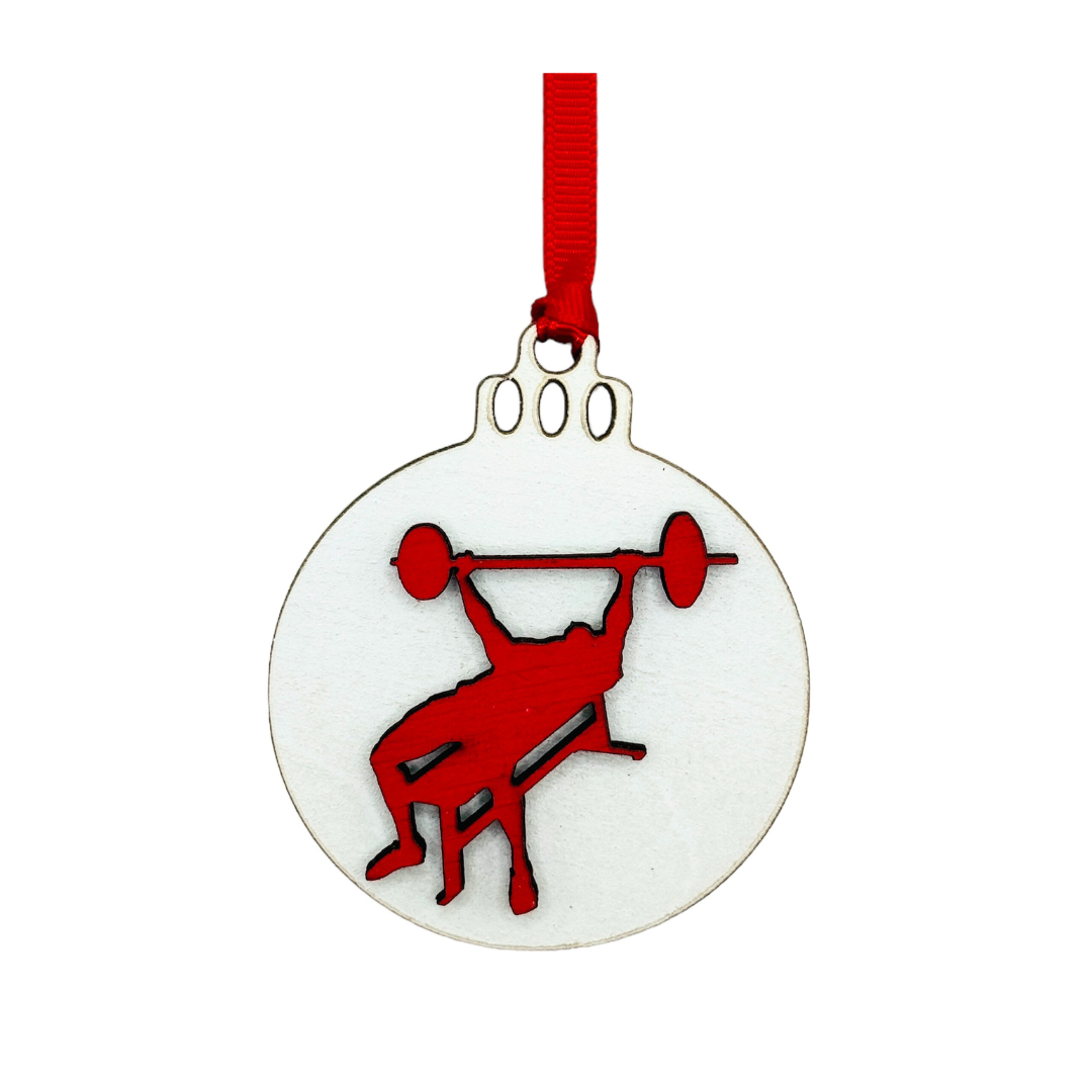 Micro Gainz Wooden Male & Female Weightlifting Christmas Tree Ornaments 4 Packs