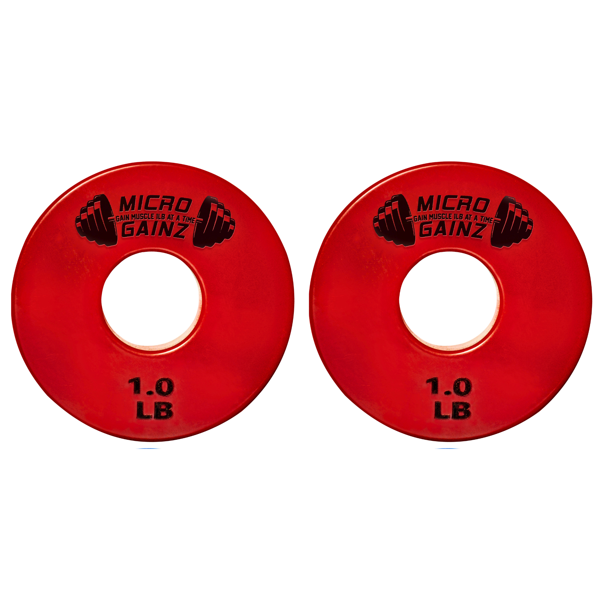 Micro Gainz Standard 1-Inch Center Hole Fractional Weight Plates Pair of Red 1LB Plates