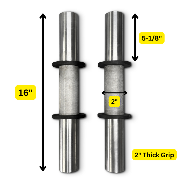 Micro Gainz 2" Olympic Size Thick Grip Aluminum Loadable Dumbbell Handles, Set of 2