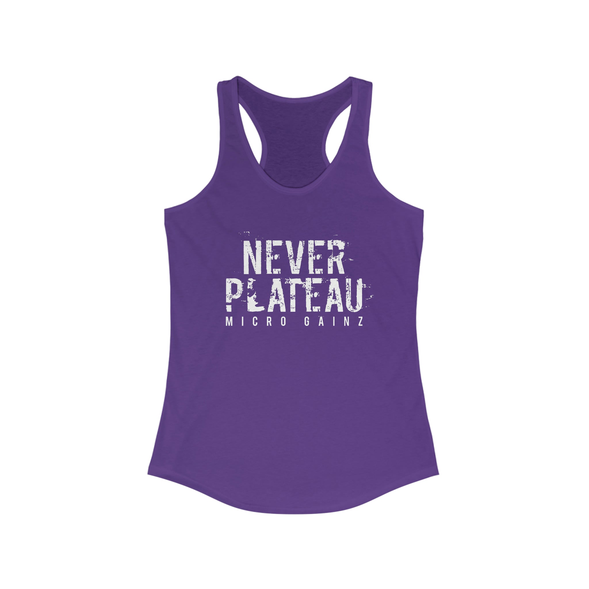 Micro Gainz Never Plateau Women's Racerback Tank