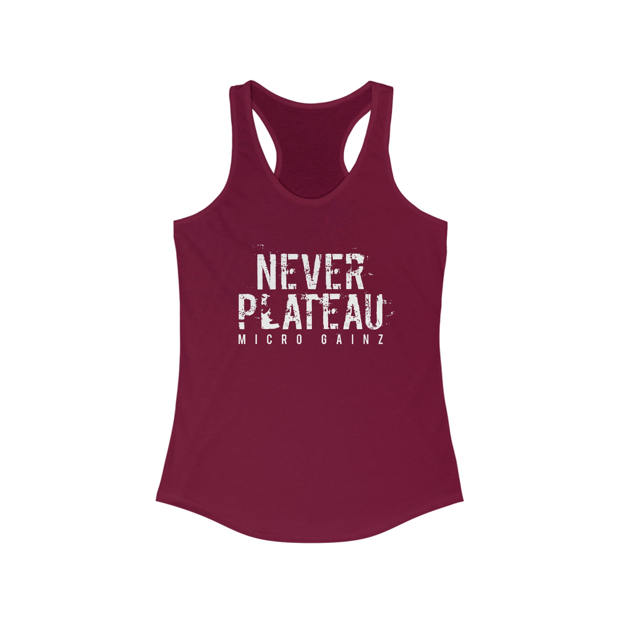 Micro Gainz Never Plateau Women's Racerback Tank