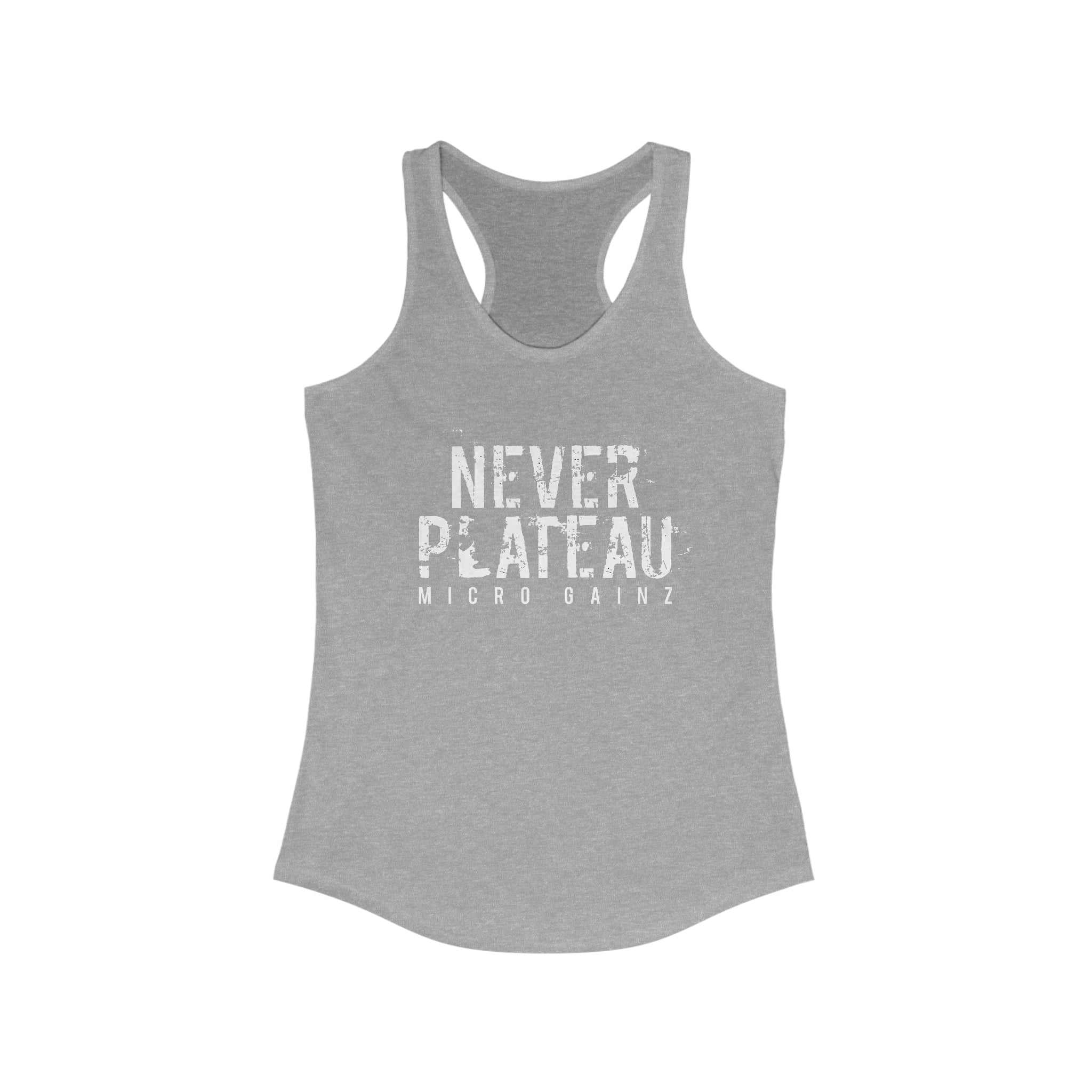 Micro Gainz Never Plateau Women's Racerback Tank