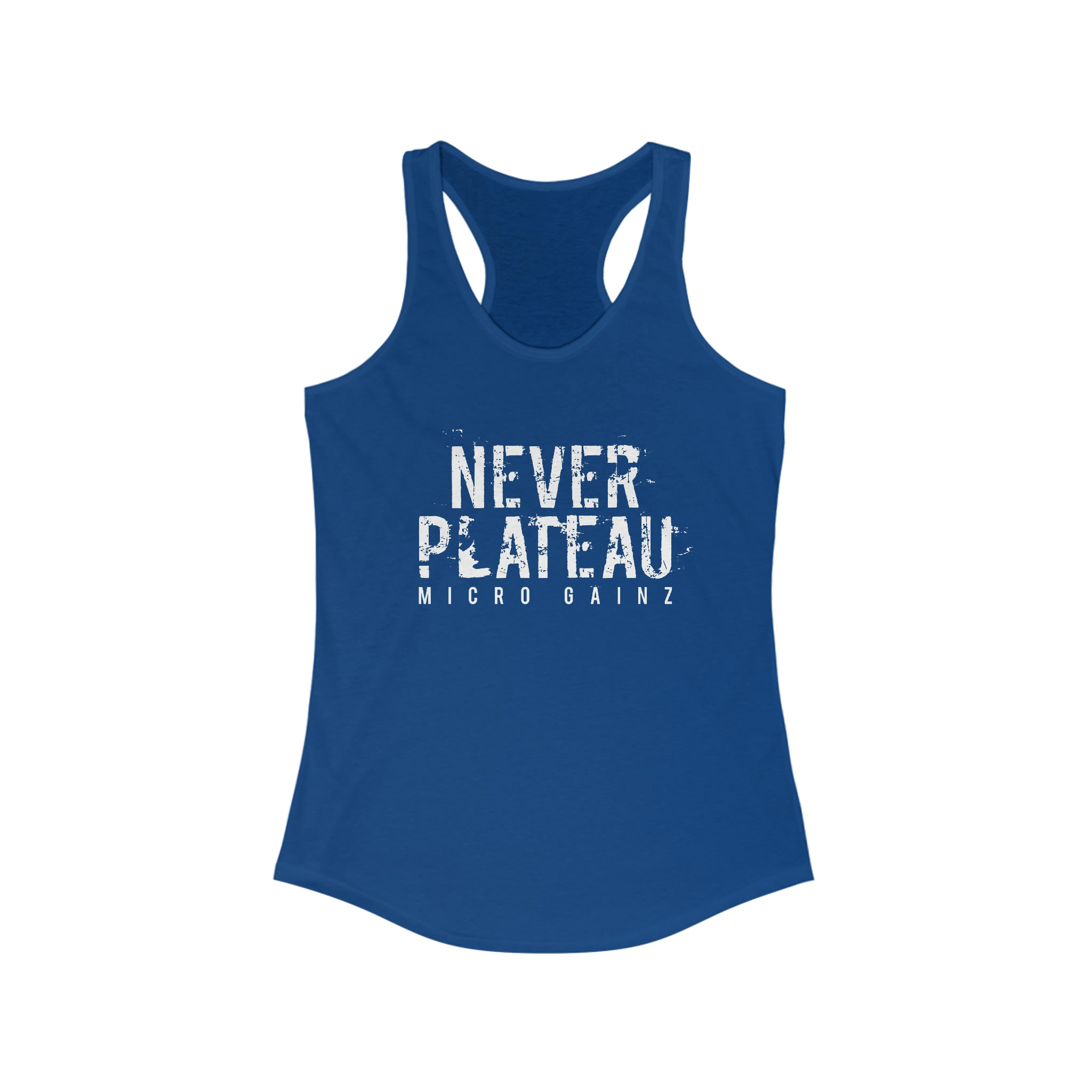 Micro Gainz Never Plateau Women's Racerback Tank