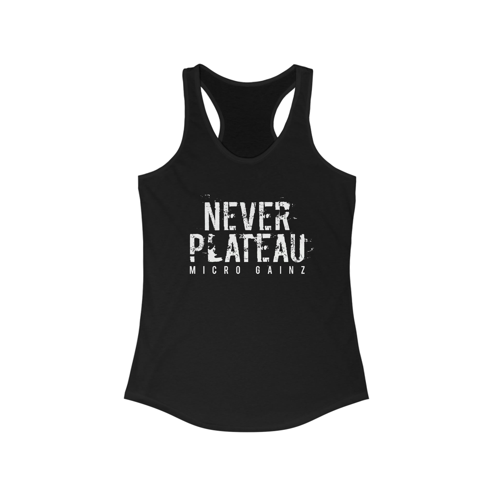 Micro Gainz Never Plateau Women's Racerback Tank