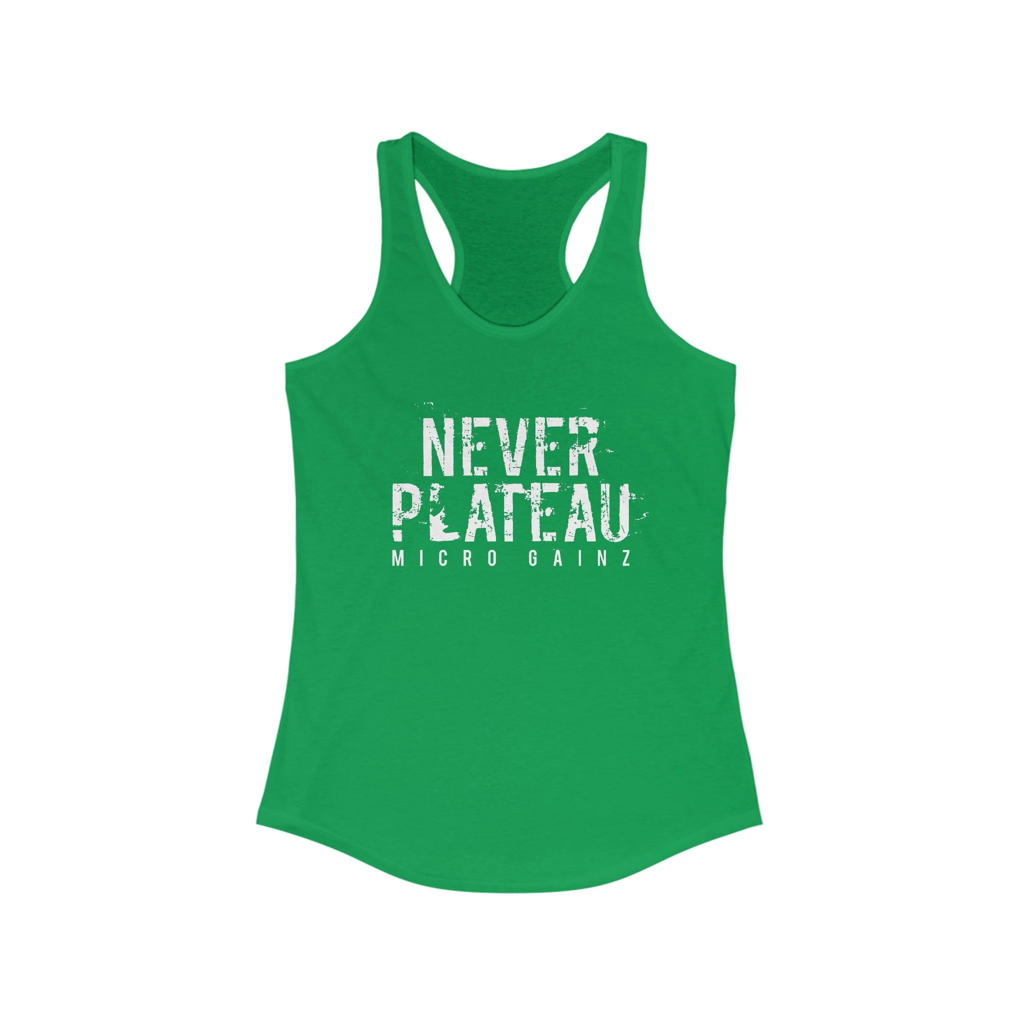 Micro Gainz Never Plateau Women's Racerback Tank