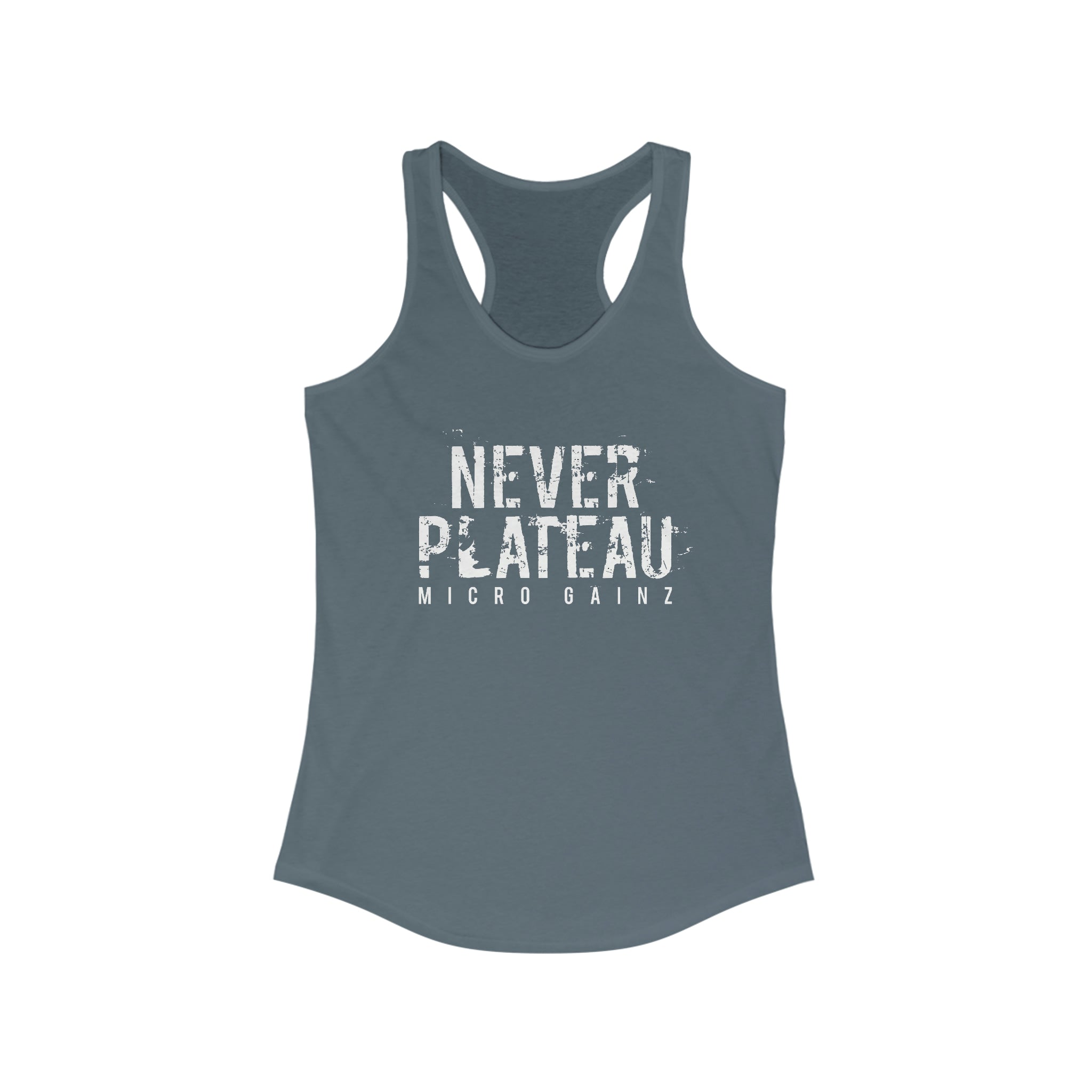 Micro Gainz Never Plateau Women's Racerback Tank