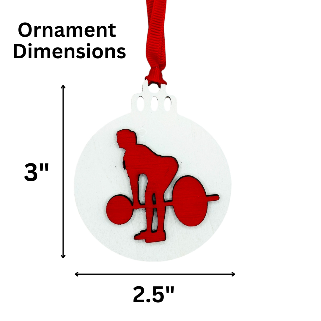 Micro Gainz Wooden Female Weightlifting Christmas Tree Ornaments 4 Pack