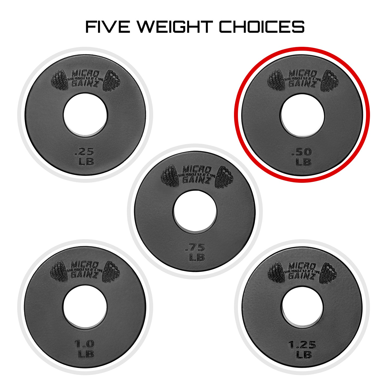 Micro Gainz Standard 1-Inch Center Hole Fractional Weight Plates Pair of .50LB Plates