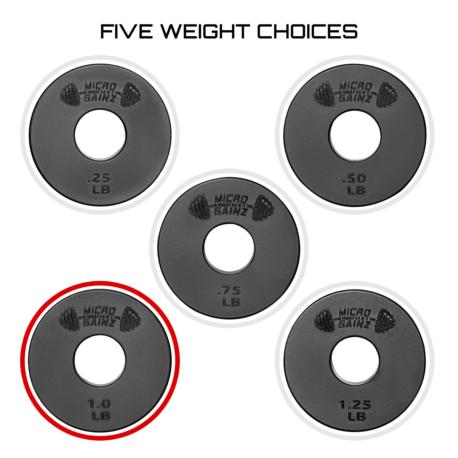 Micro Gainz Standard 1-Inch Center Hole Fractional Weight Plates Pair of 1LB Plates