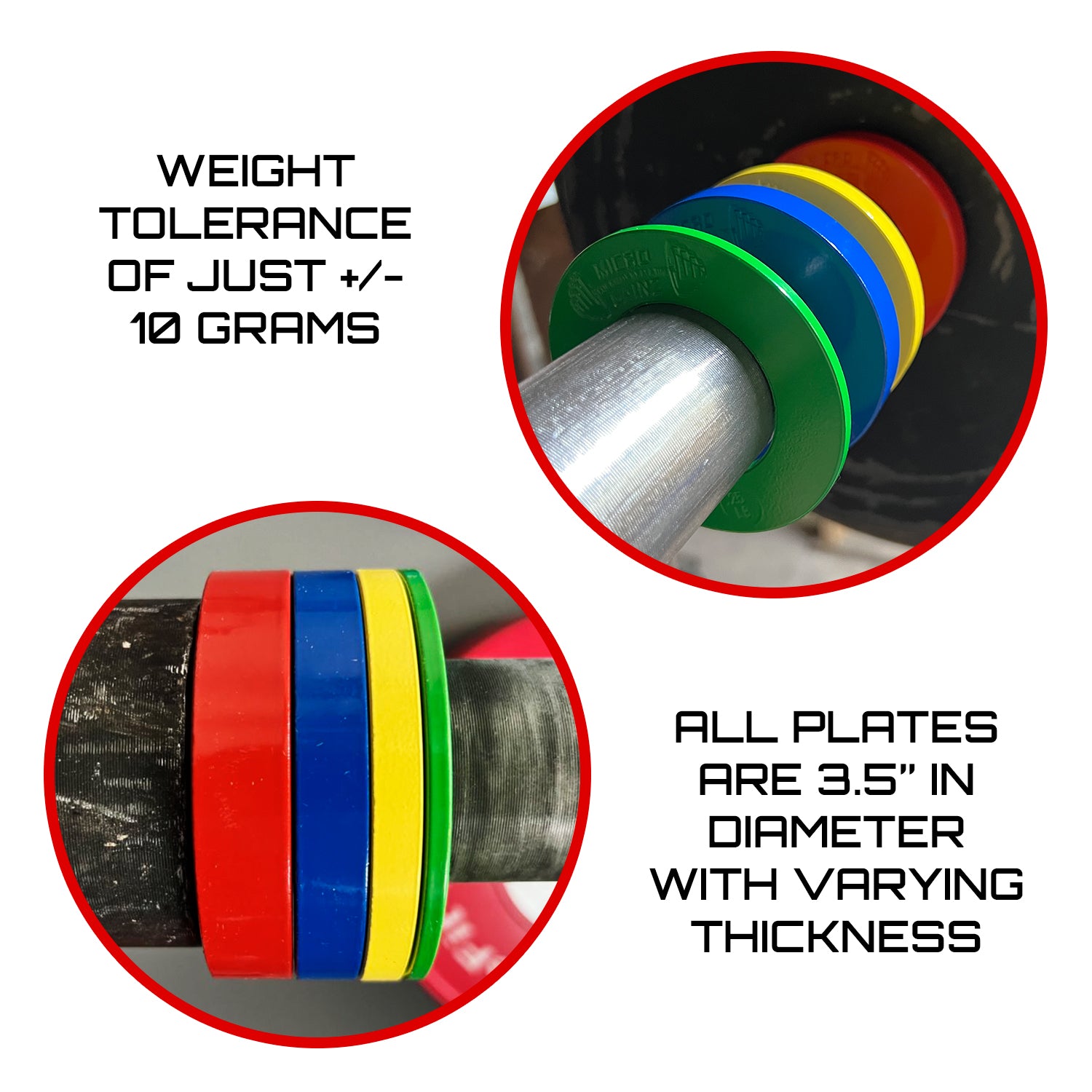 Micro Gainz Olympic Size Fractional Weight Plates Pair of .25LB Plates