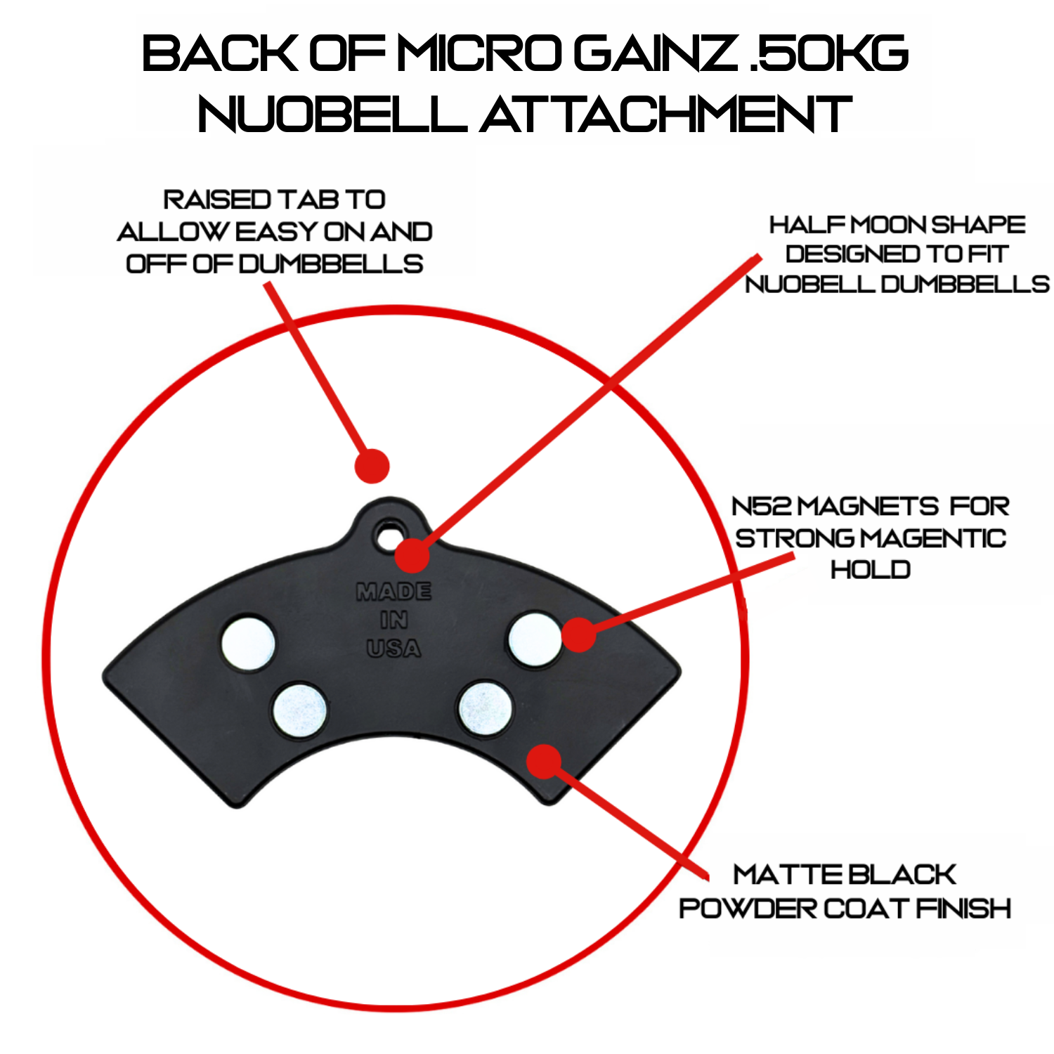 Micro Gainz .50KG Magnetic Weight Attachment for Nuobell Kilogram Adjustable Dumbbells