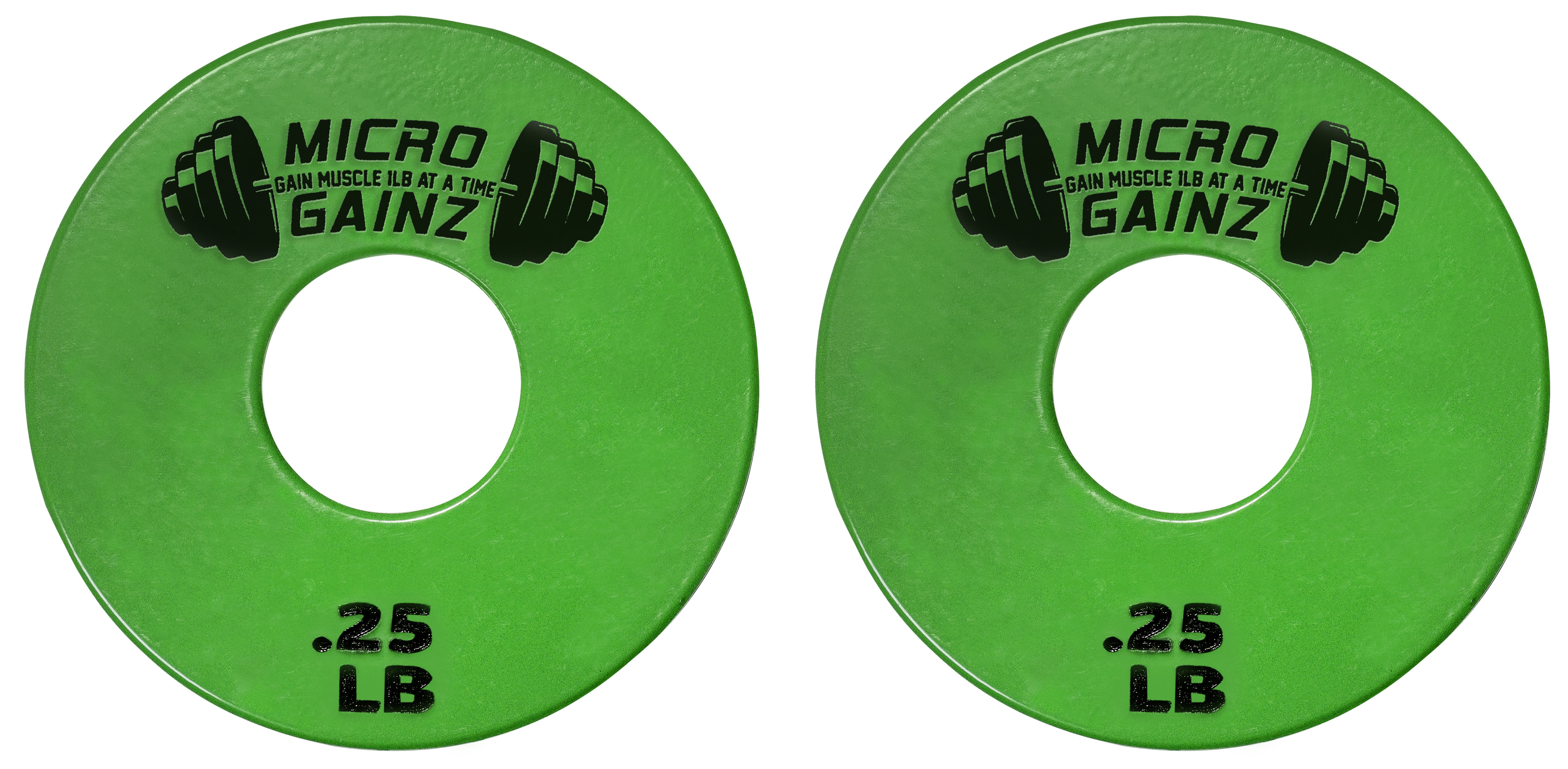 Micro Gainz Standard 1-Inch Center Hole Fractional Weight Plates Pair of Green .25LB Plates