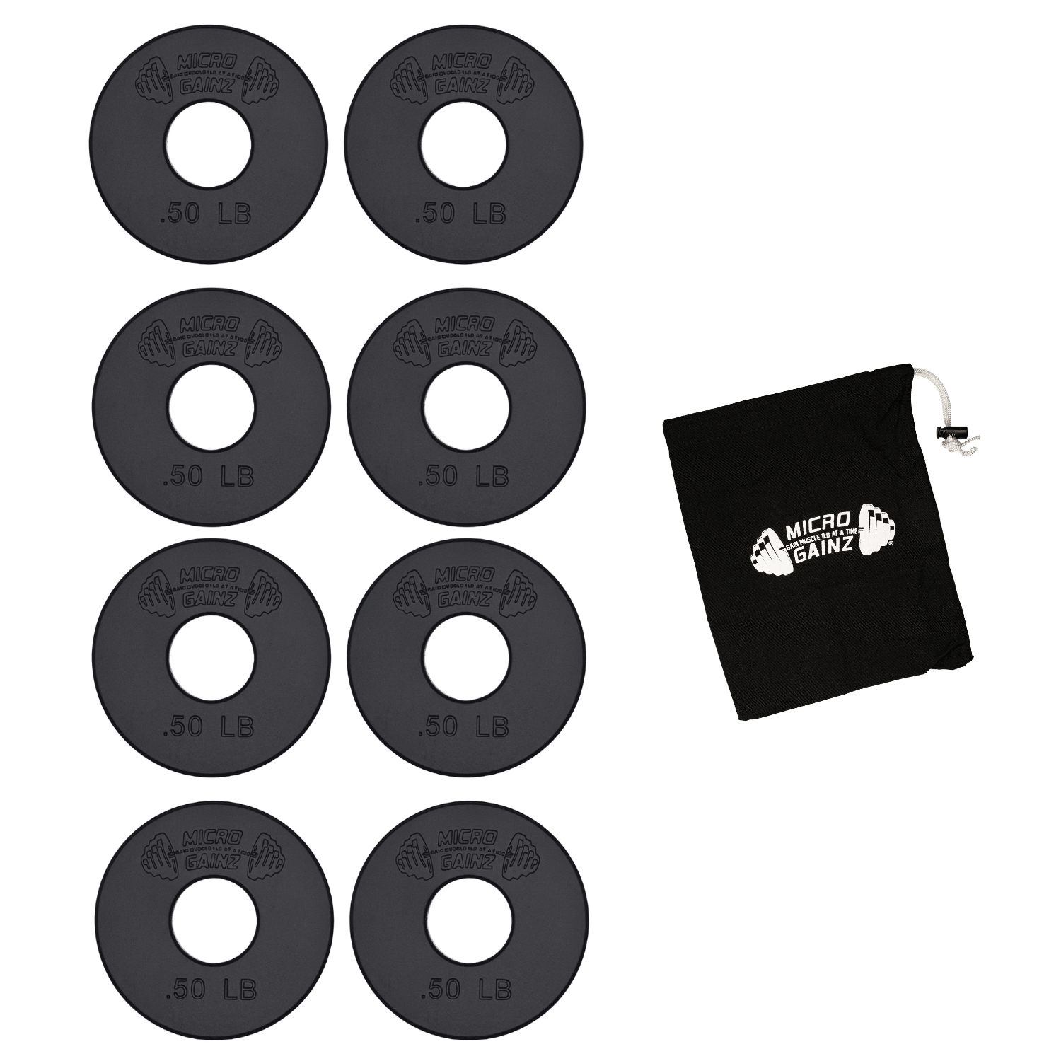 Micro Gainz Standard 1-Inch Center Hole Fractional Weight Plates Set of 8-.50LB Plates