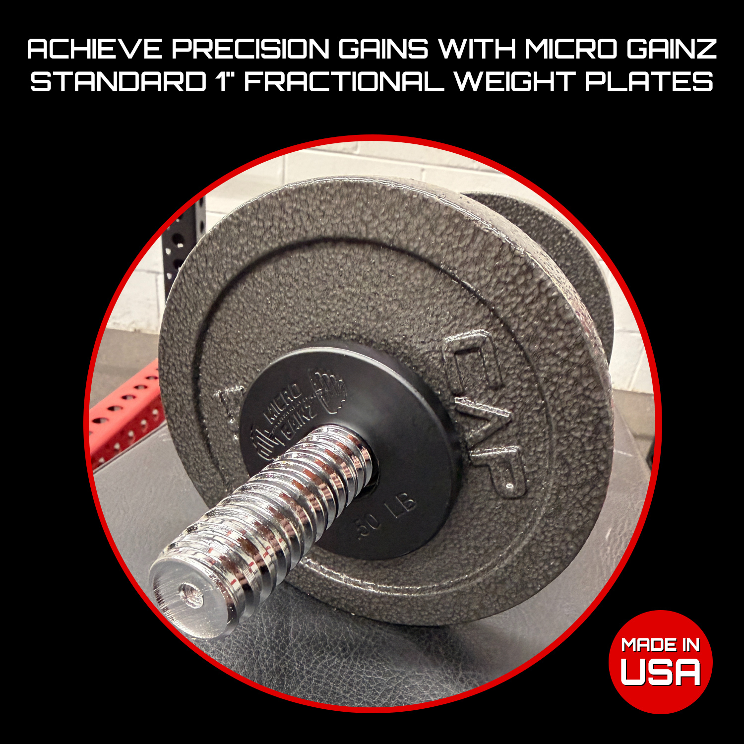 Micro Gainz Standard 1-Inch Center Hole Fractional Weight Plates Set of 10 Plates .25LB-1.25LB  w/ Bag