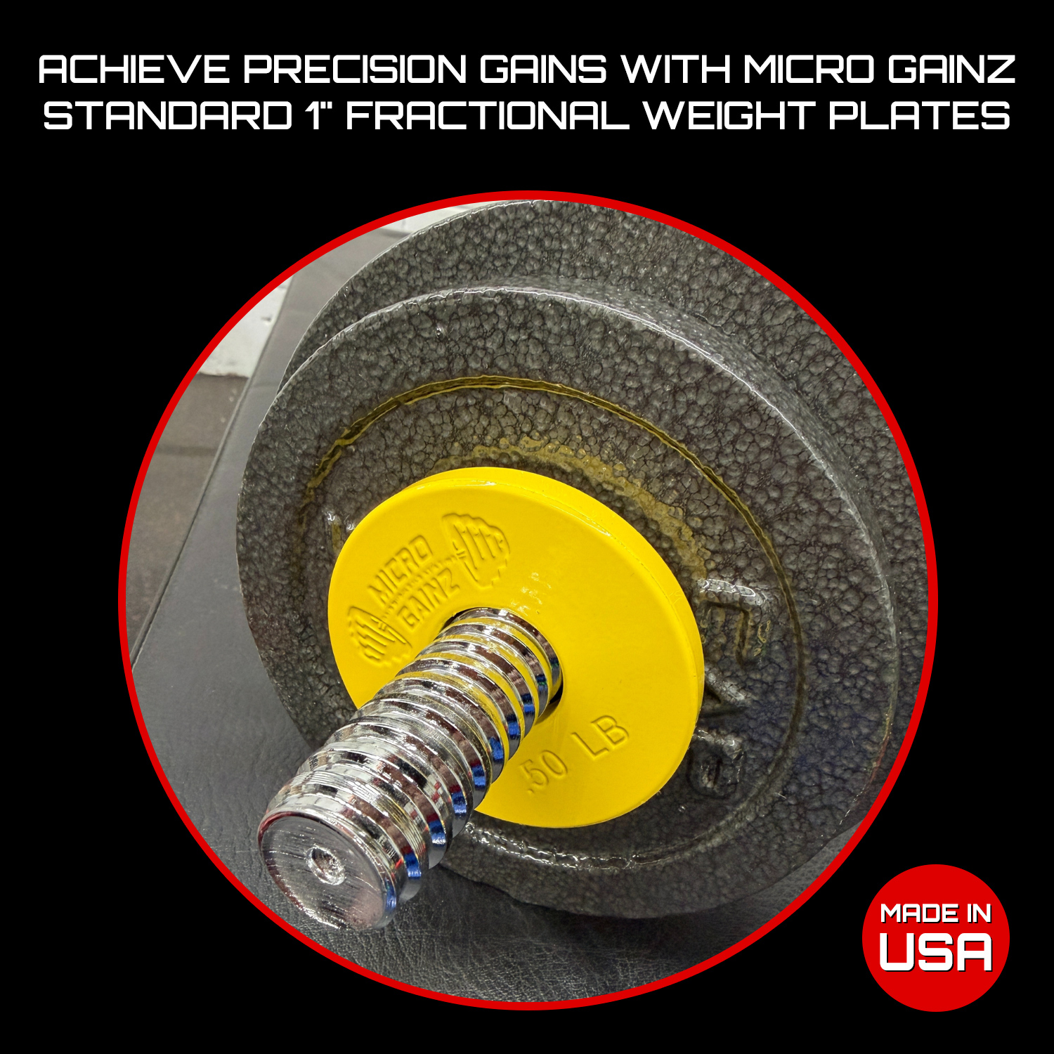 Micro Gainz Standard 1-Inch Center Hole Fractional Weight Plates Set of 10 Plates .25LB-1.25LB  w/ Bag