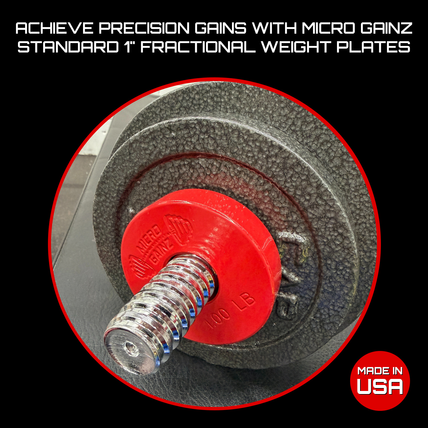 Micro Gainz Standard 1-Inch Center Hole Fractional Weight Plates Pair of 1LB Plates