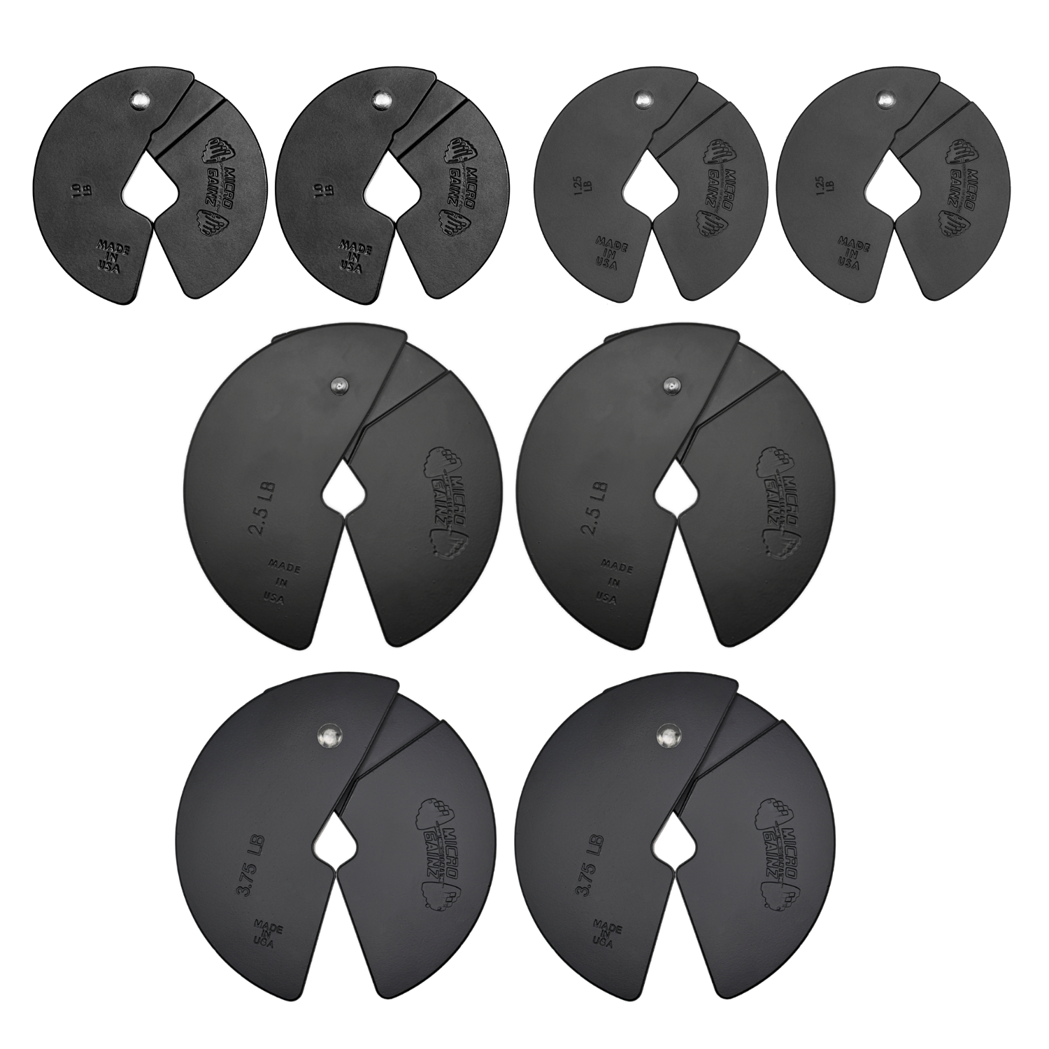 Micro Gainz Quad Pack of 1LB, 1.25LB, 2.5LB, & 3.75LB Dumbbell Fractional Weight Plates