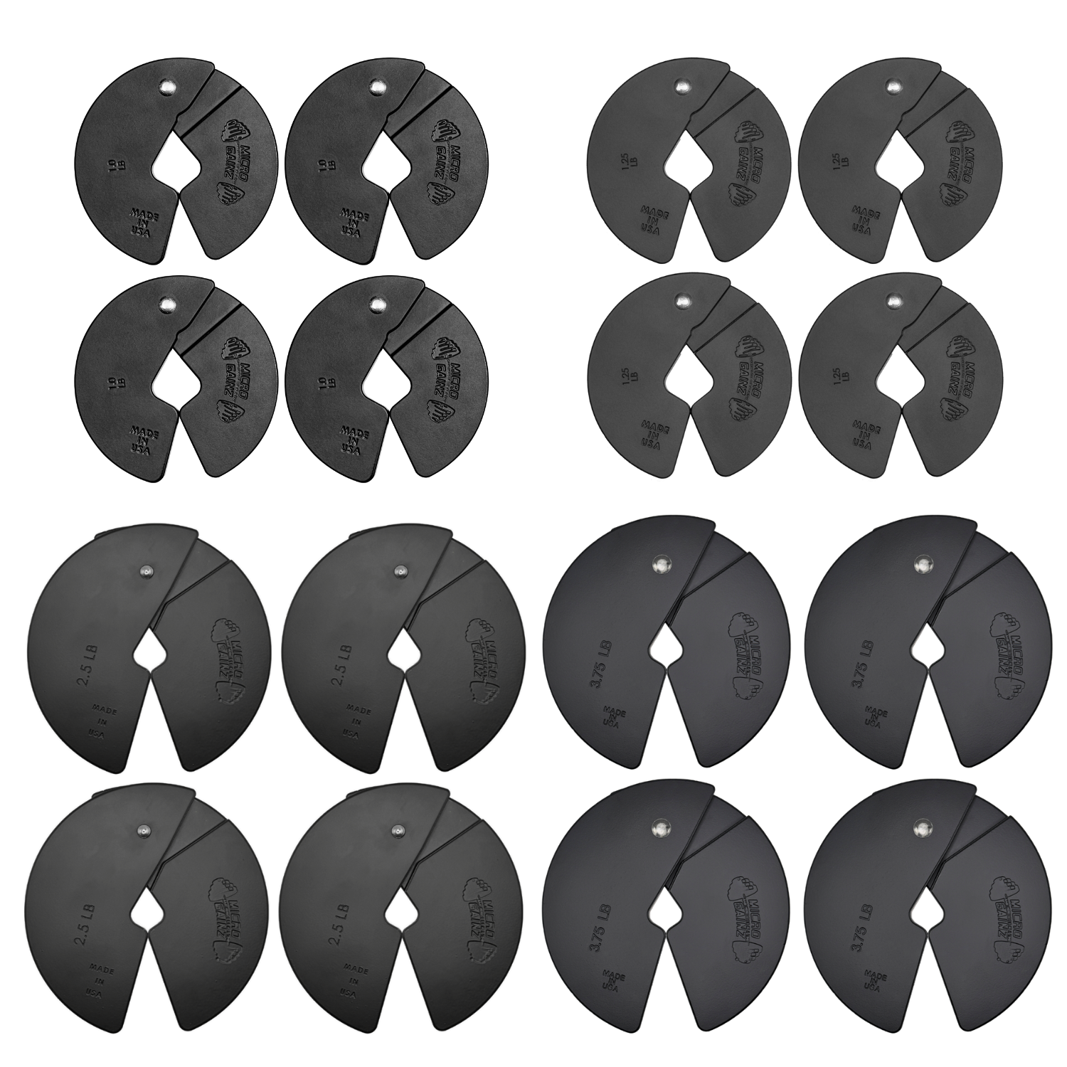 Micro Gainz Quad Pack of 1LB, 1.25LB, 2.5LB, & 3.75LB Dumbbell Fractional Weight Plates